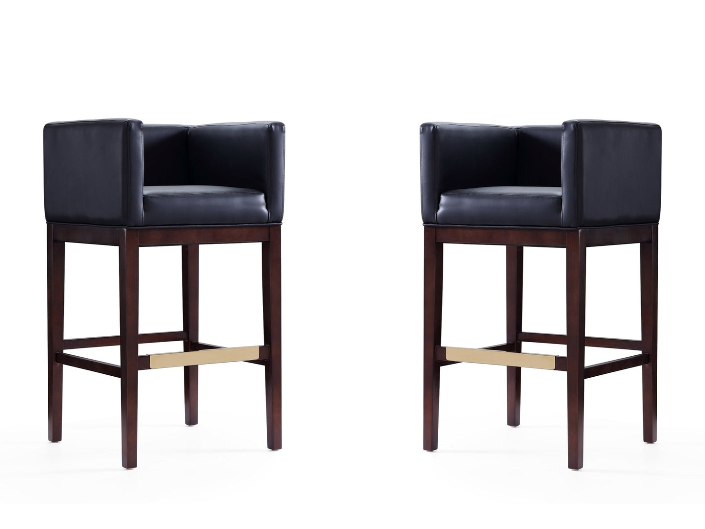 Kingsley Barstool in Black and Dark Walnut (set of 2) - Ornate Home