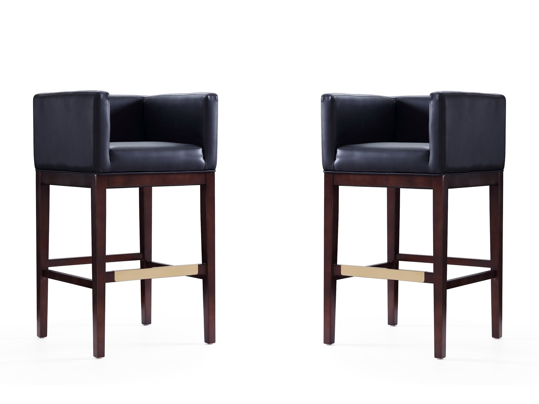 Kingsley Barstool in Black and Dark Walnut (set of 2) - Ornate Home