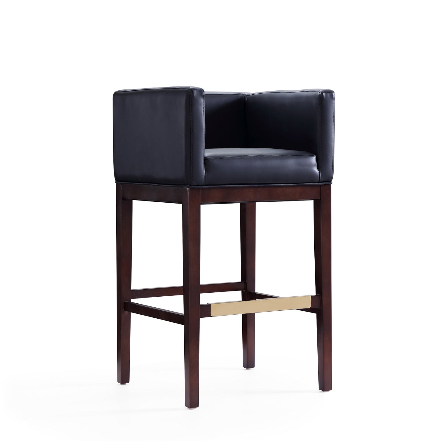 Kingsley Barstool in Black and Dark Walnut (set of 3) - Ornate Home