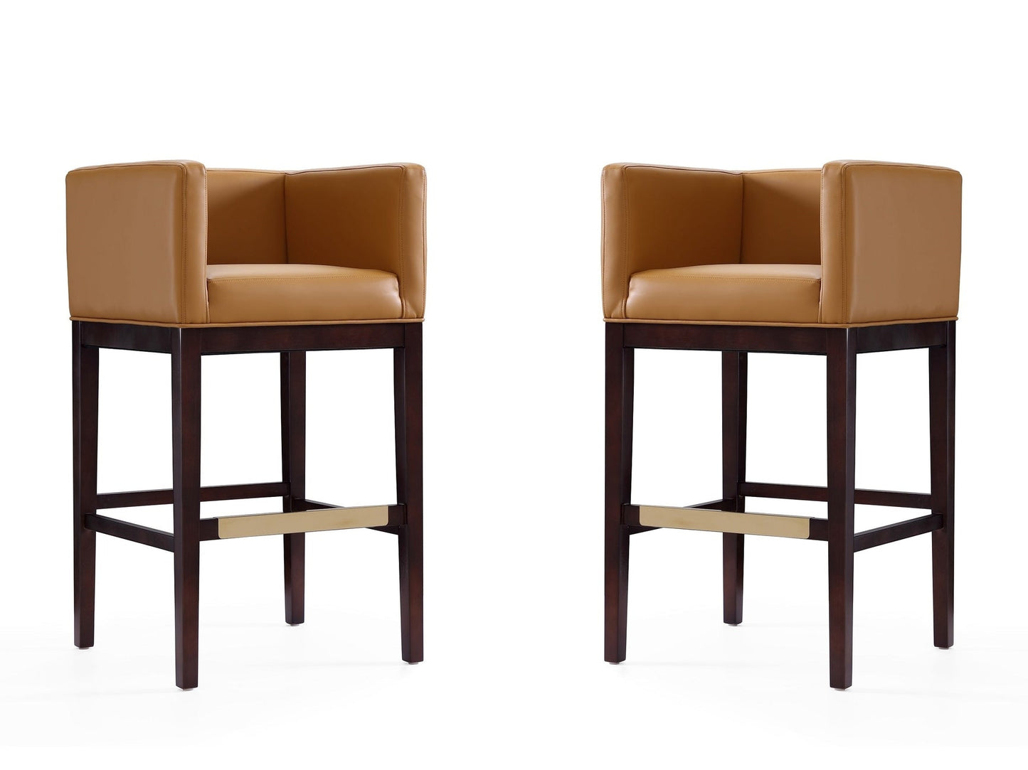 Kingsley Barstool in Camel and Dark Walnut (set of 2) - Ornate Home
