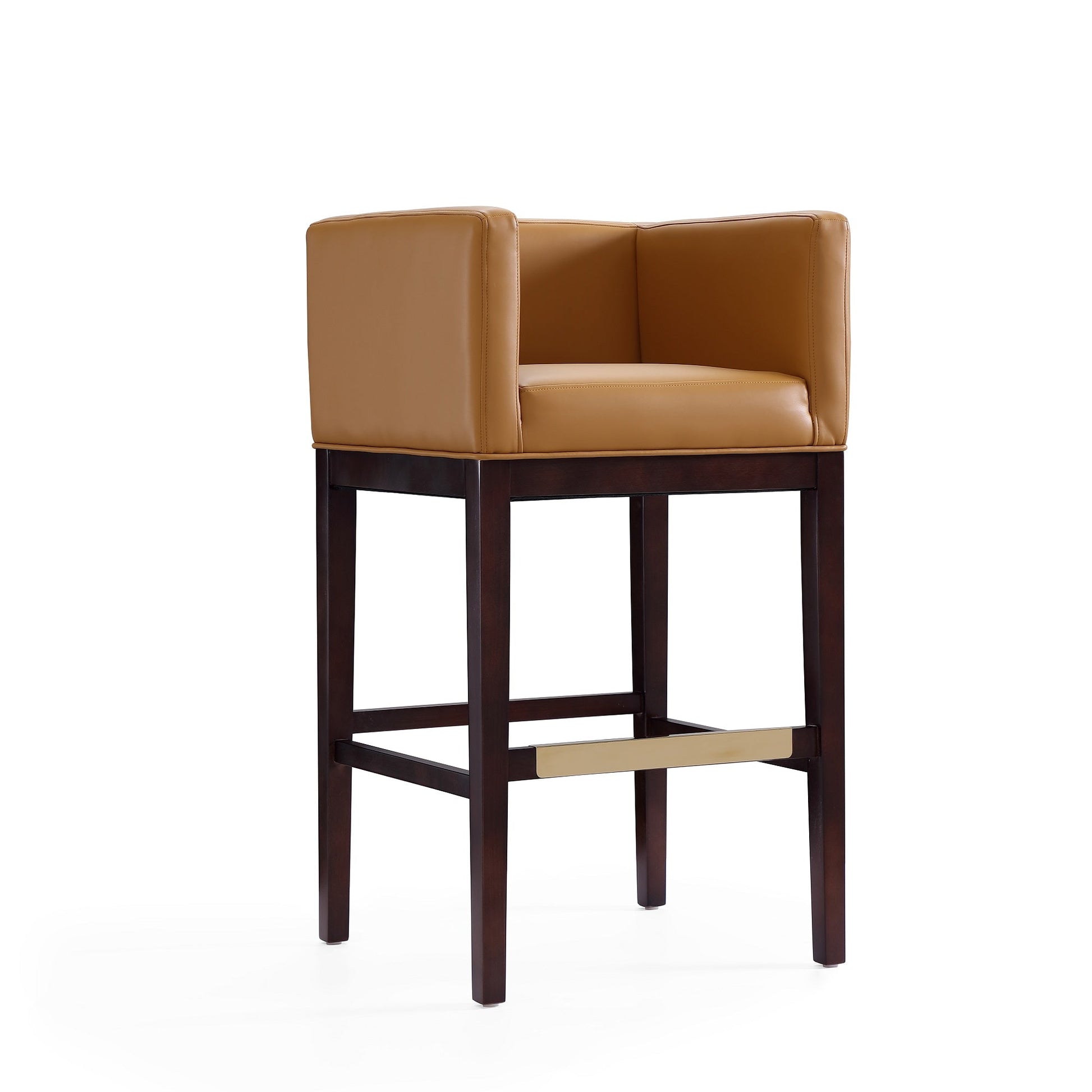 Kingsley Barstool in Camel and Dark Walnut (set of 3) - Ornate Home