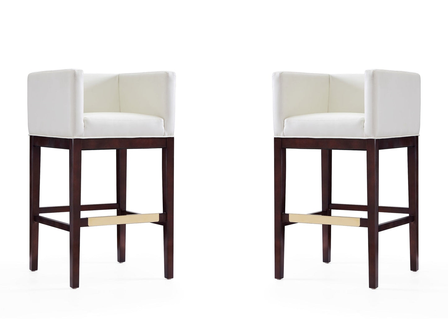 Kingsley Barstool in Ivory and Dark Walnut (set of 2) - Ornate Home
