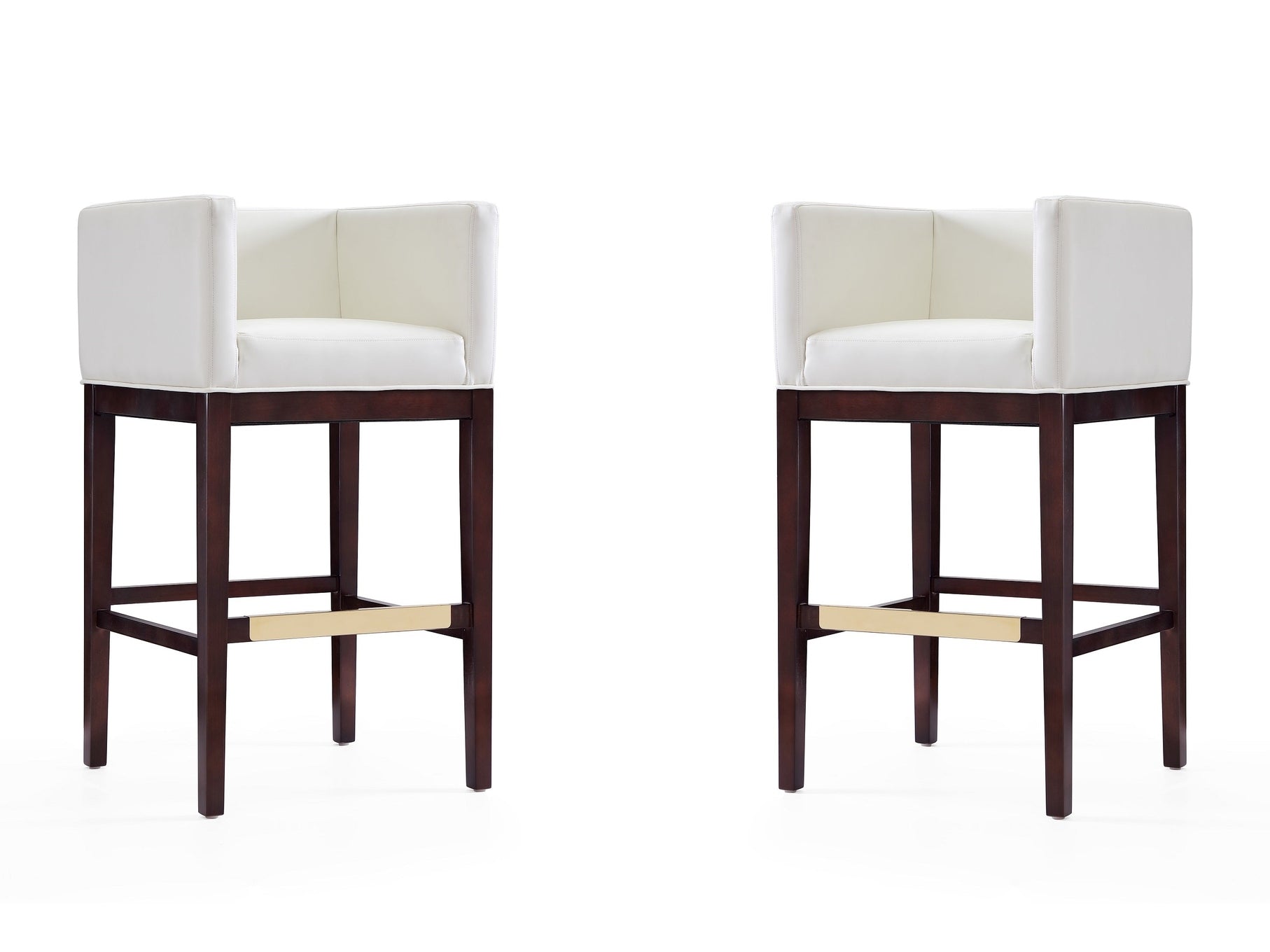 Kingsley Barstool in Ivory and Dark Walnut (set of 2) - Ornate Home