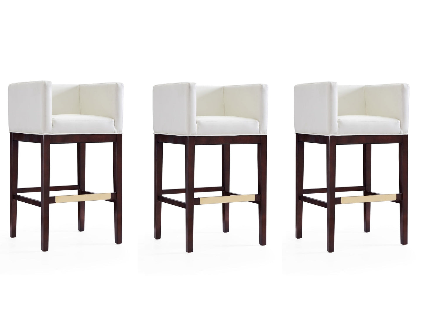 Kingsley Barstool in Ivory and Dark Walnut (set of 3) - Ornate Home