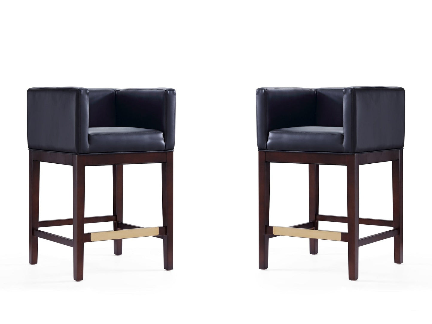 Kingsley Counter Stool in Black and Dark Walnut (set of 2) - Ornate Home