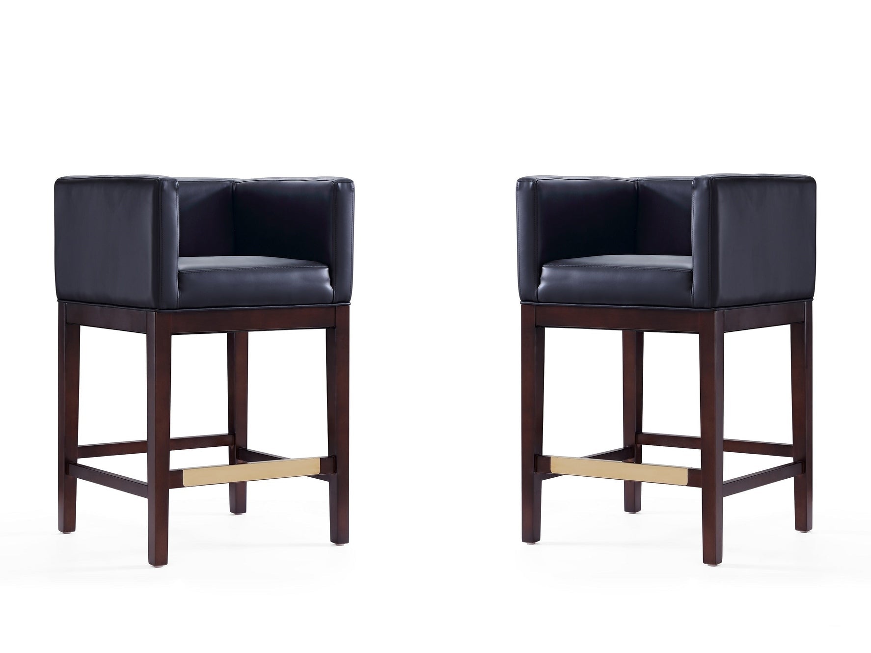 Kingsley Counter Stool in Black and Dark Walnut (set of 2) - Ornate Home