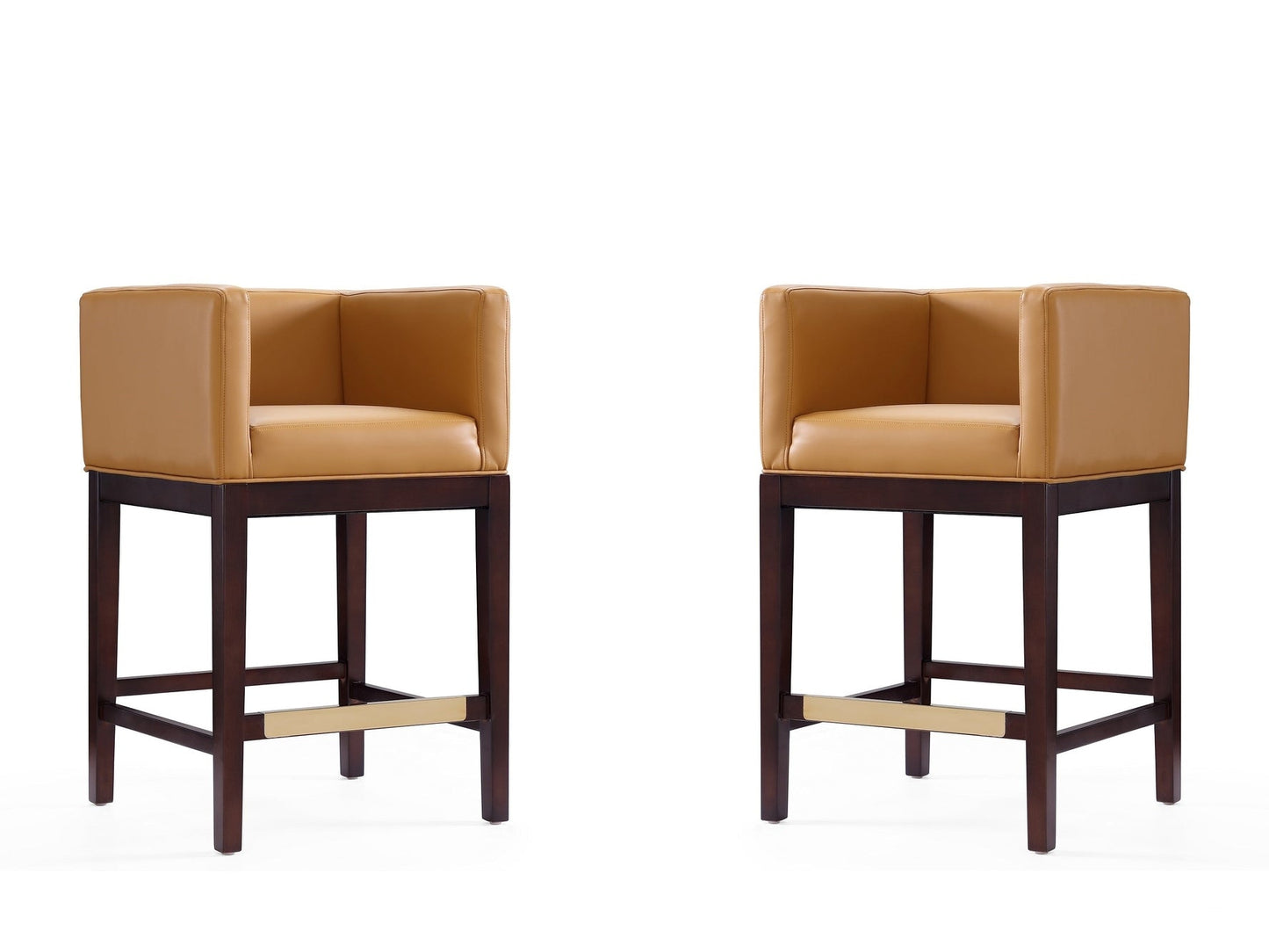 Kingsley Counter Stool in Camel and Dark Walnut (set of 2) - Ornate Home