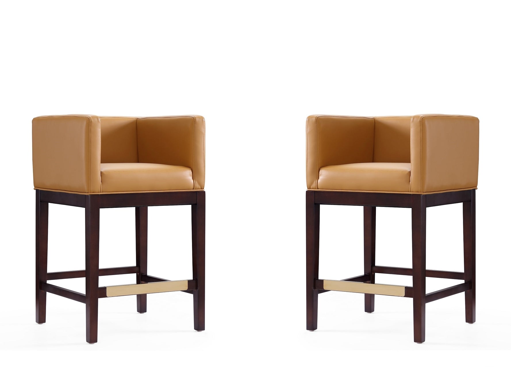 Kingsley Counter Stool in Camel and Dark Walnut (set of 2) - Ornate Home