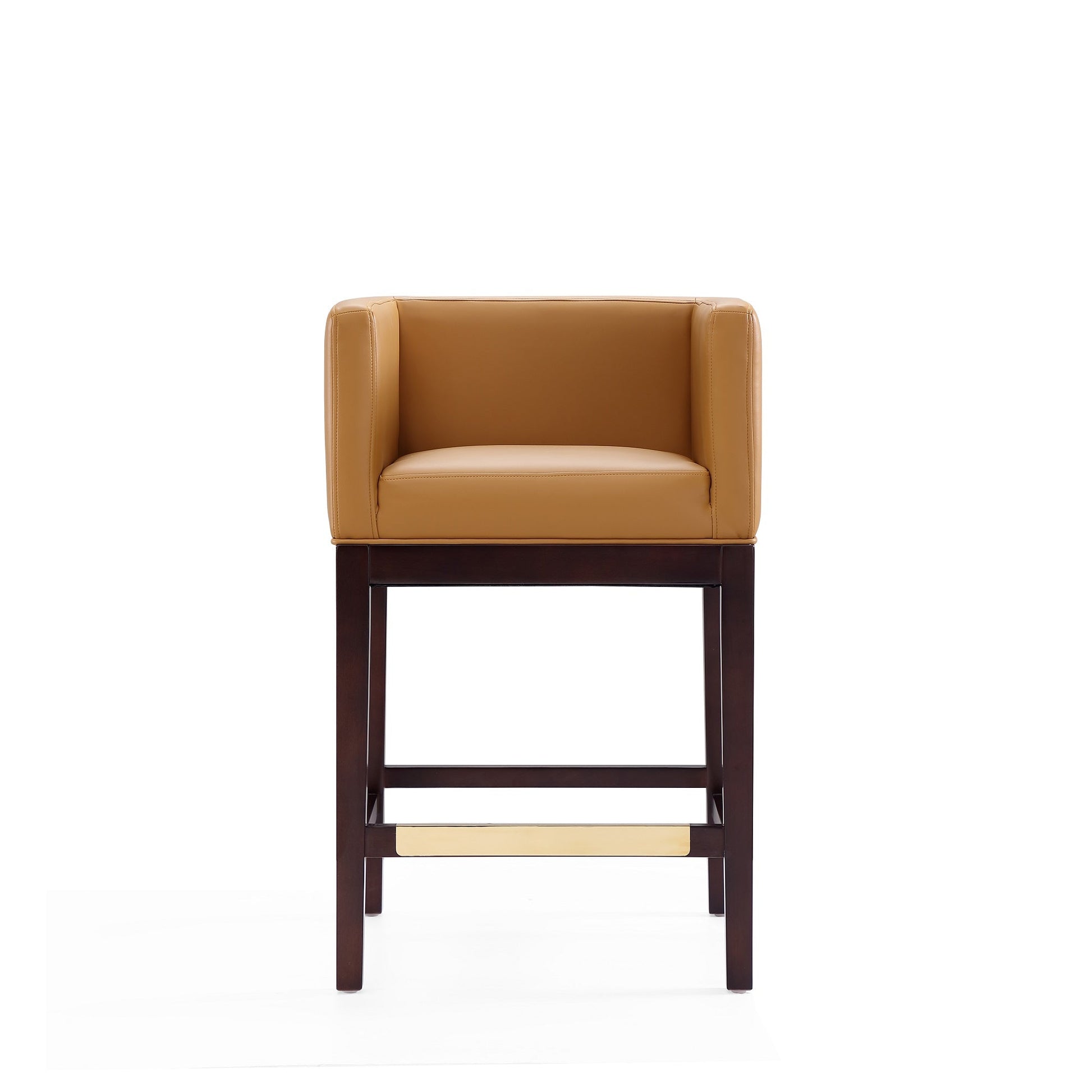 Kingsley Counter Stool in Camel and Dark Walnut (set of 2) - Ornate Home