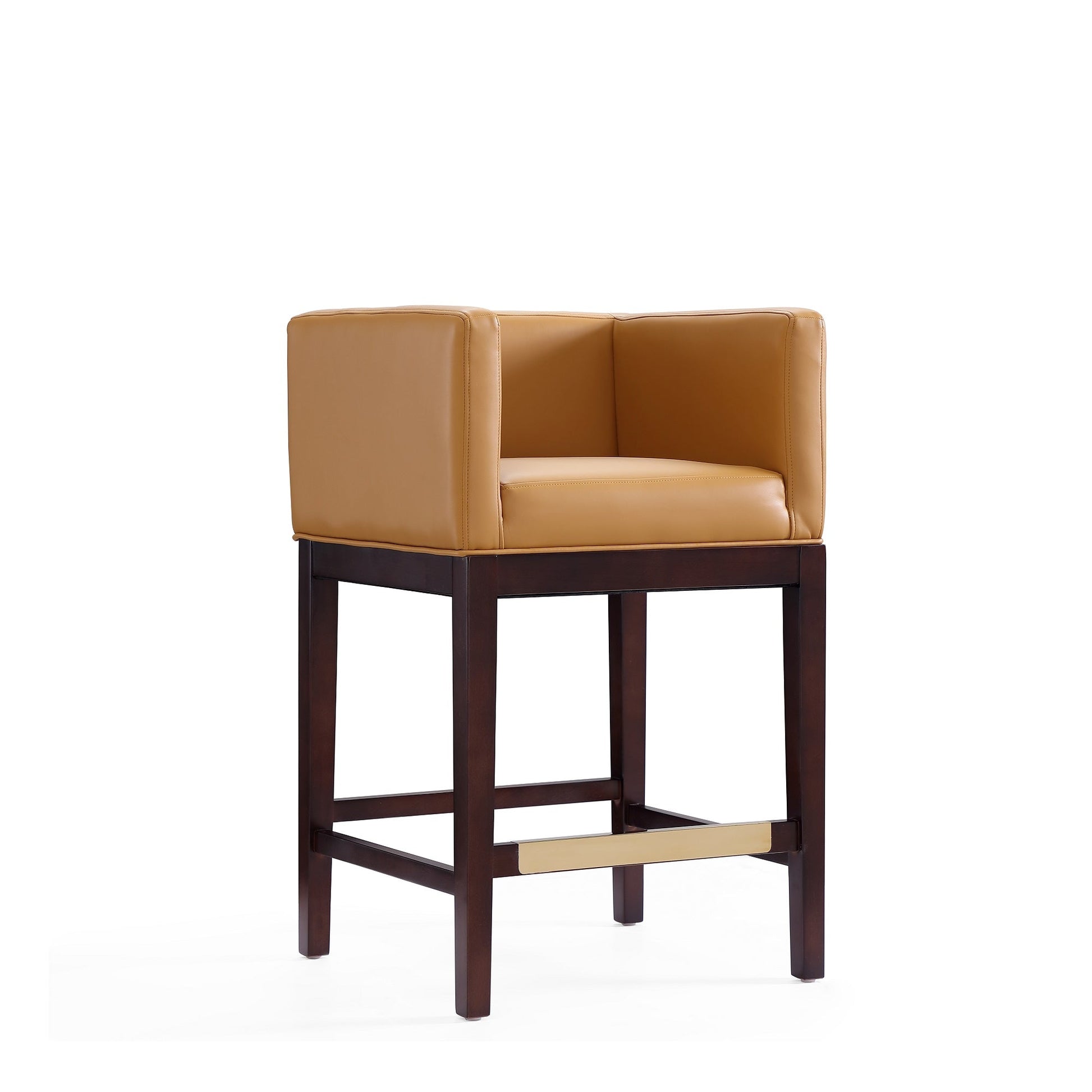 Kingsley Counter Stool in Camel and Dark Walnut (set of 3) - Ornate Home