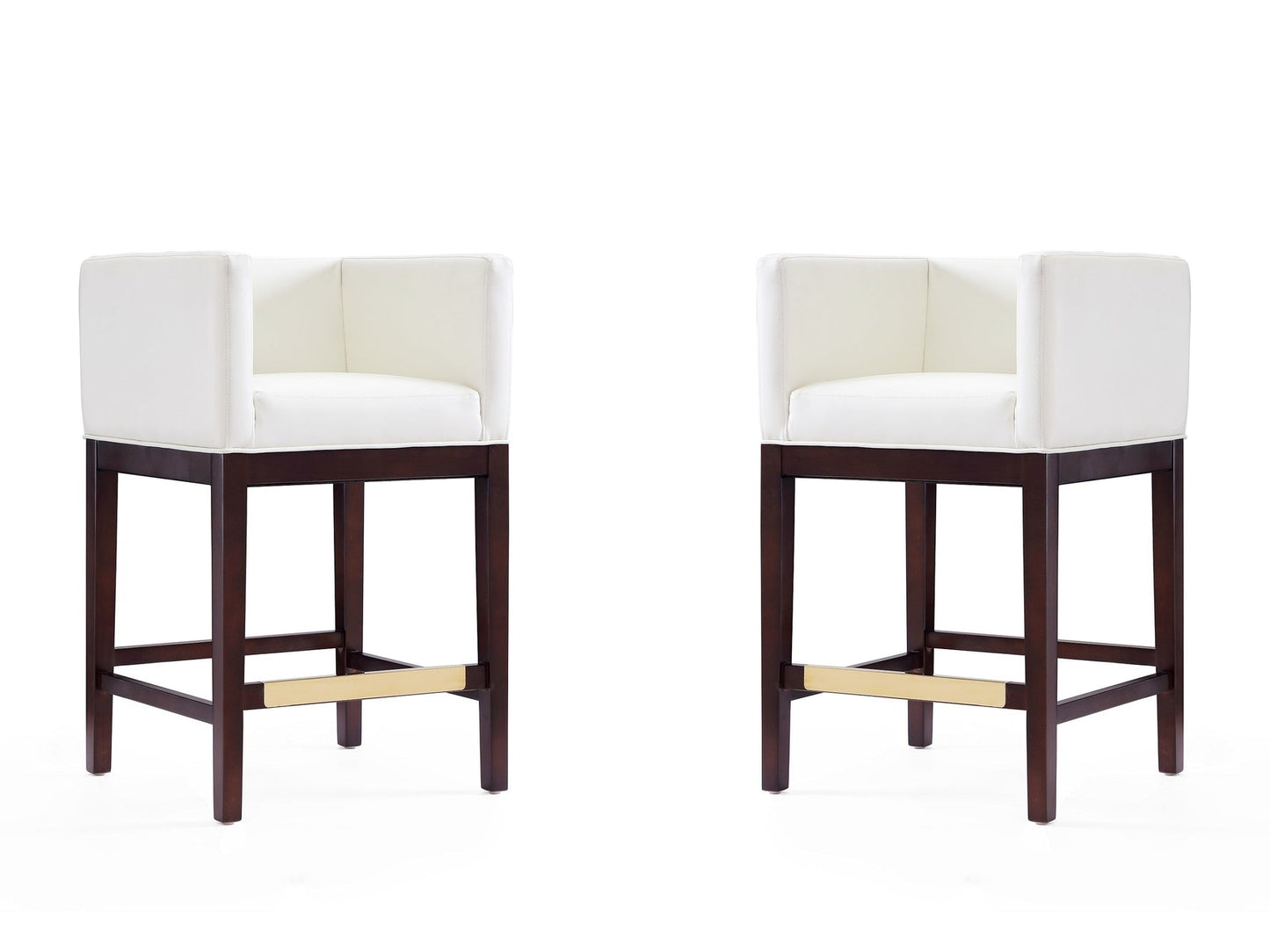 Kingsley Counter Stool in Ivory and Dark Walnut (set of 2) - Ornate Home