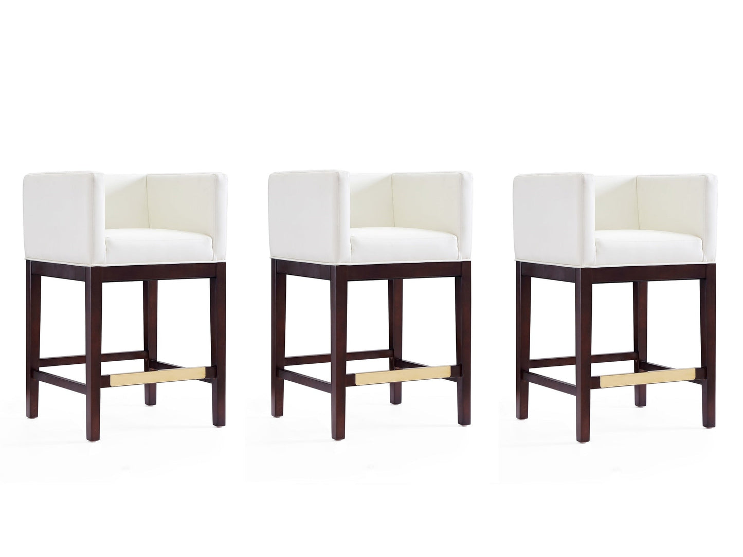 Kingsley Counter Stool in Ivory and Dark Walnut (set of 3) - Ornate Home