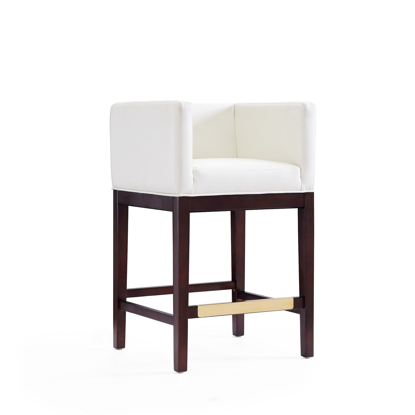 Kingsley Counter Stool in Ivory and Dark Walnut (set of 3) - Ornate Home