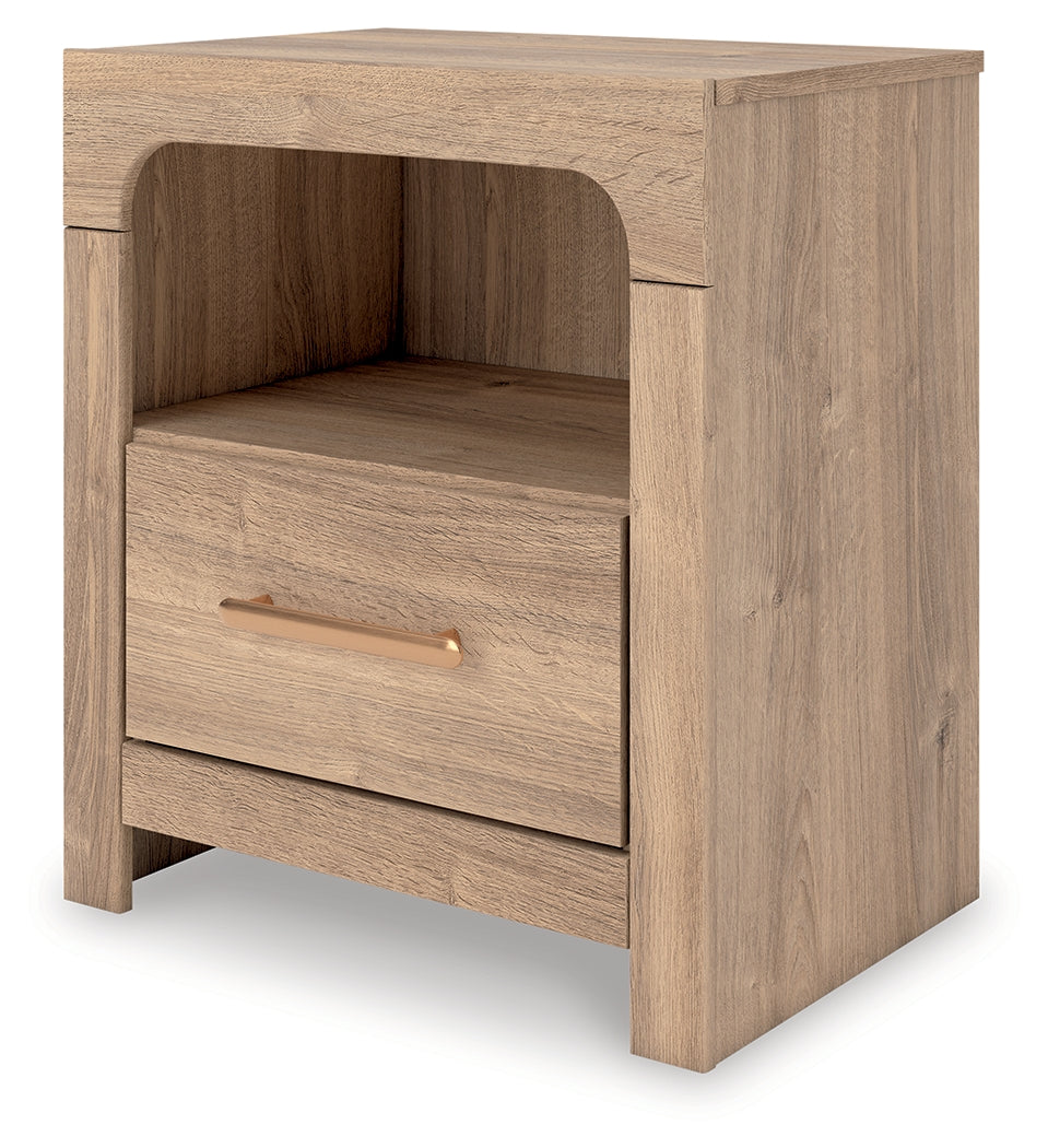 Kinlanni Tan One Drawer Night Stand- Viva Furn