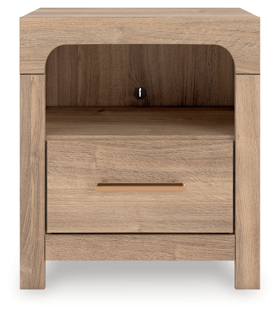 Kinlanni Tan One Drawer Night Stand- Viva Furn