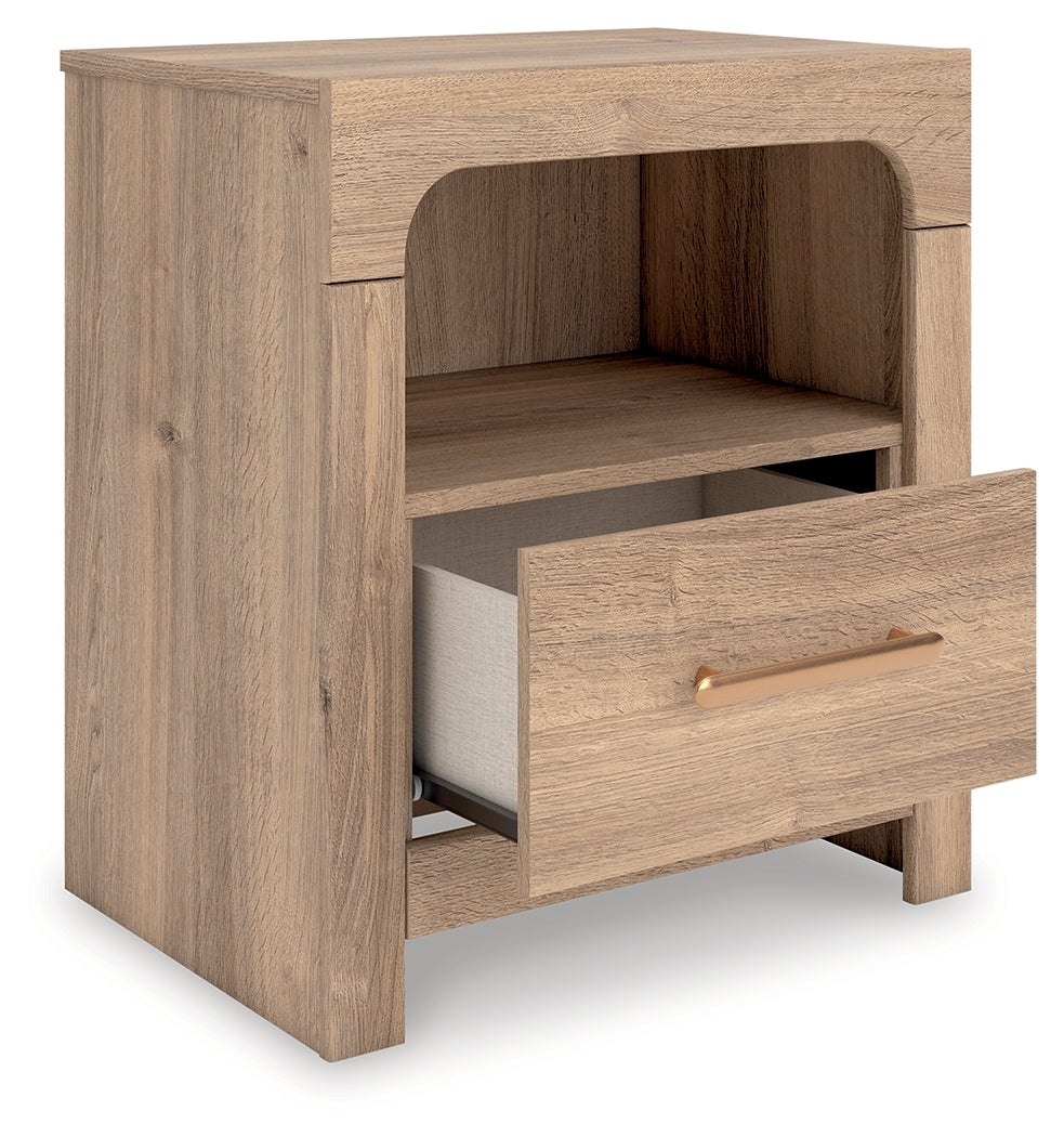 Kinlanni Tan One Drawer Night Stand- Viva Furn