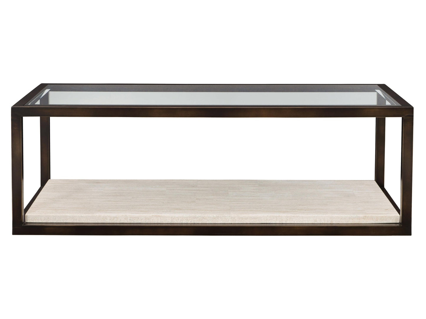 Kinsley Bronze/White Travertine Cocktail Table - Ornate Home
