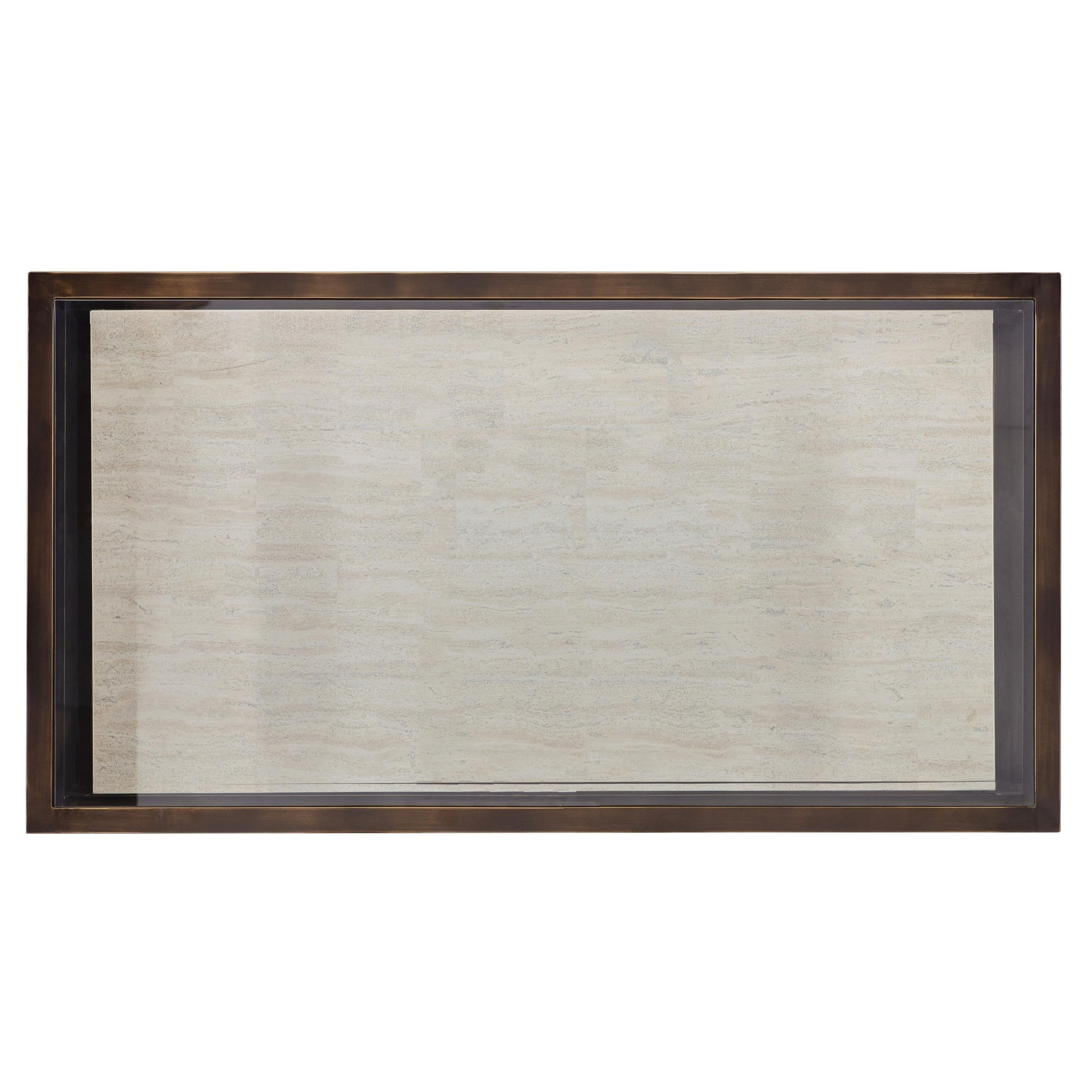 Kinsley Bronze/White Travertine Cocktail Table - Ornate Home