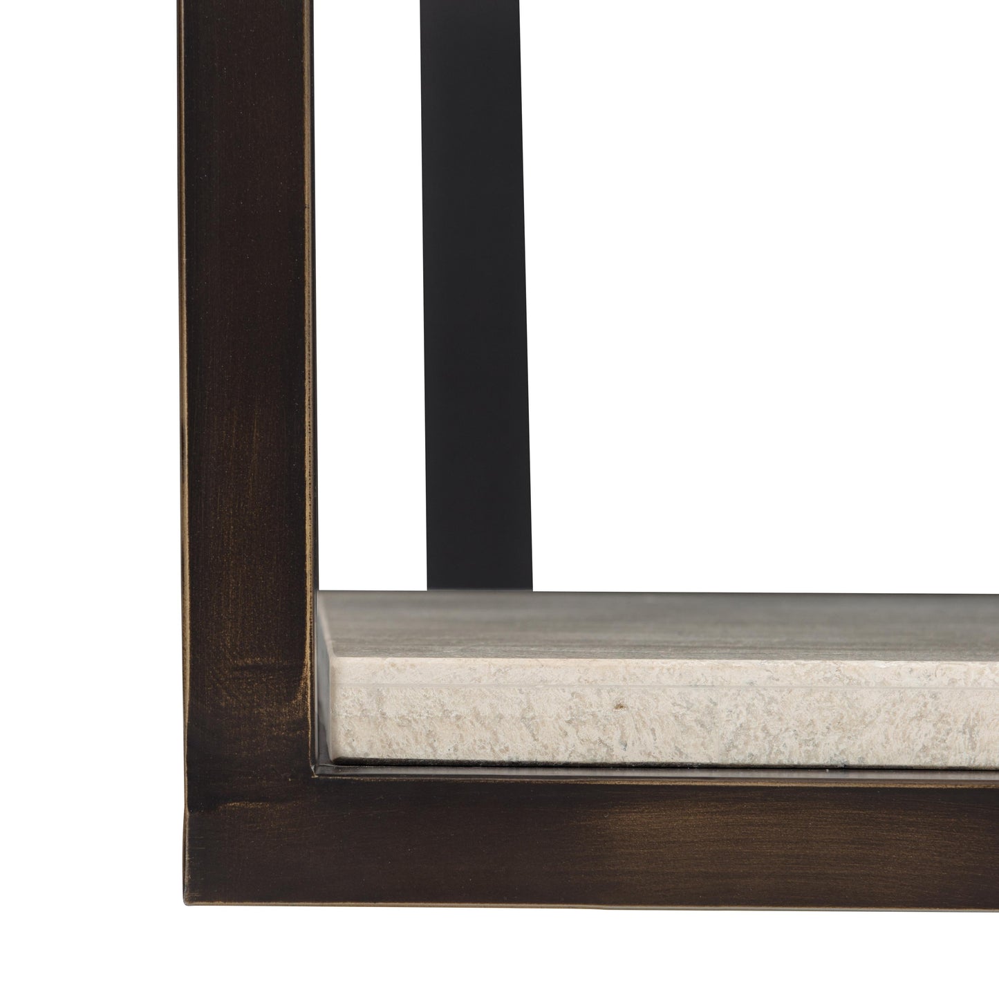 Kinsley White Travertine/Bronze Side Table - Ornate Home
