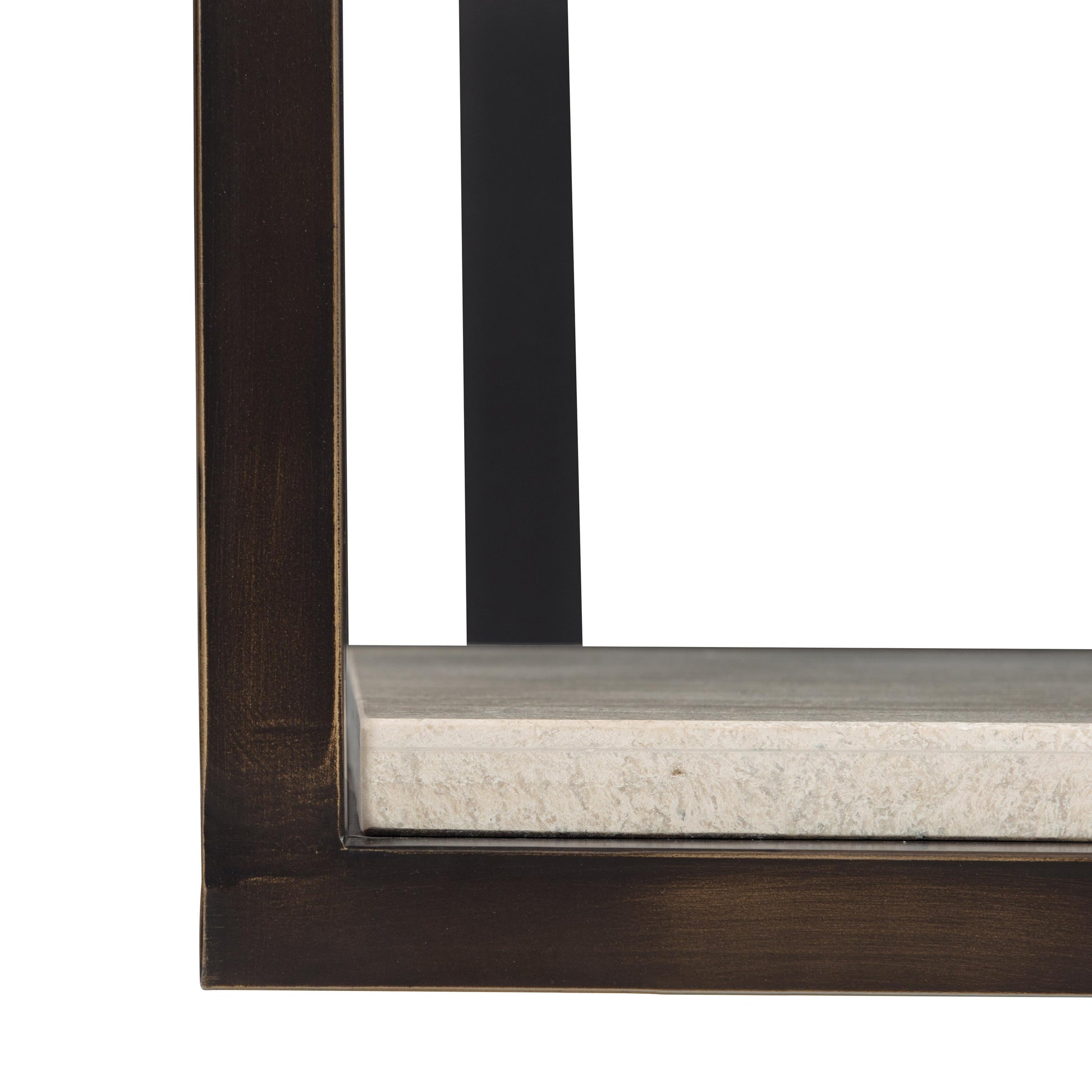 Kinsley White Travertine/Bronze Side Table - Ornate Home