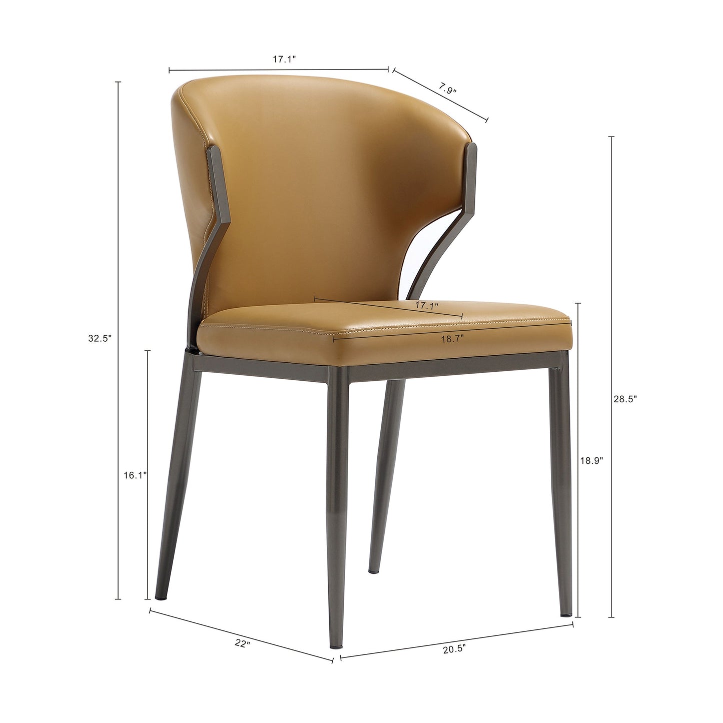 Kirsten Dining Chair in Camel (set of 2) - Ornate Home