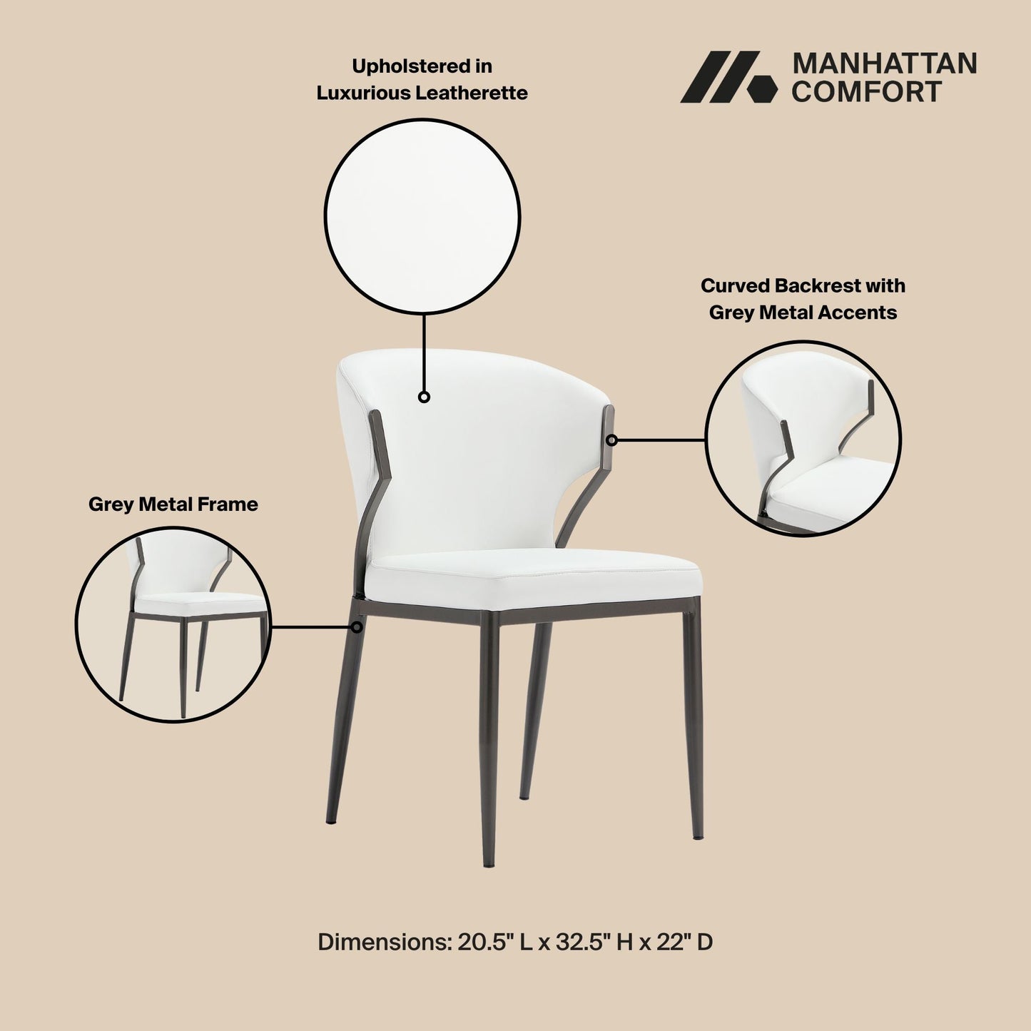 Kirsten Dining Chair in White (set of 2) - Ornate Home