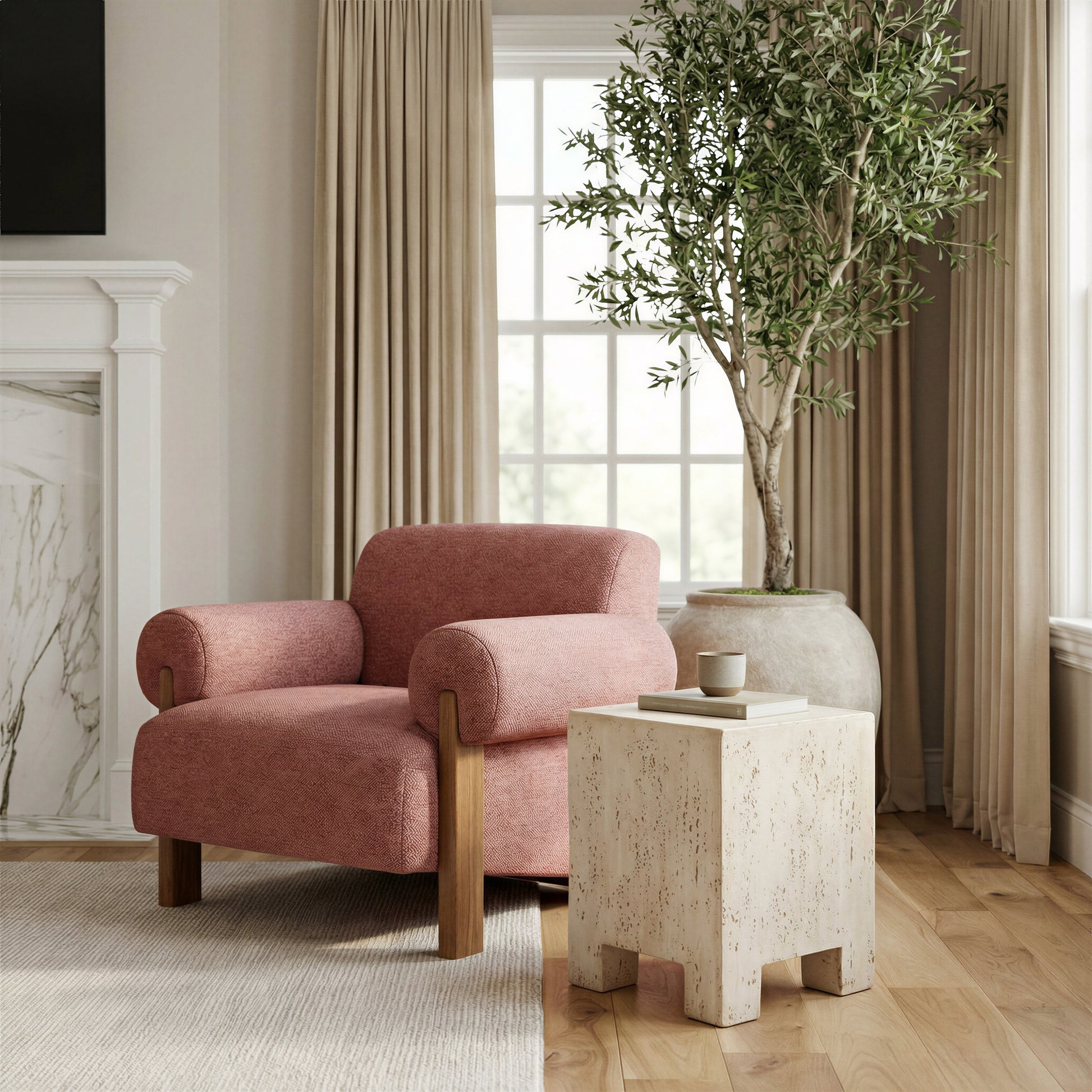 Kitara Beige Side Table - Ornate Home