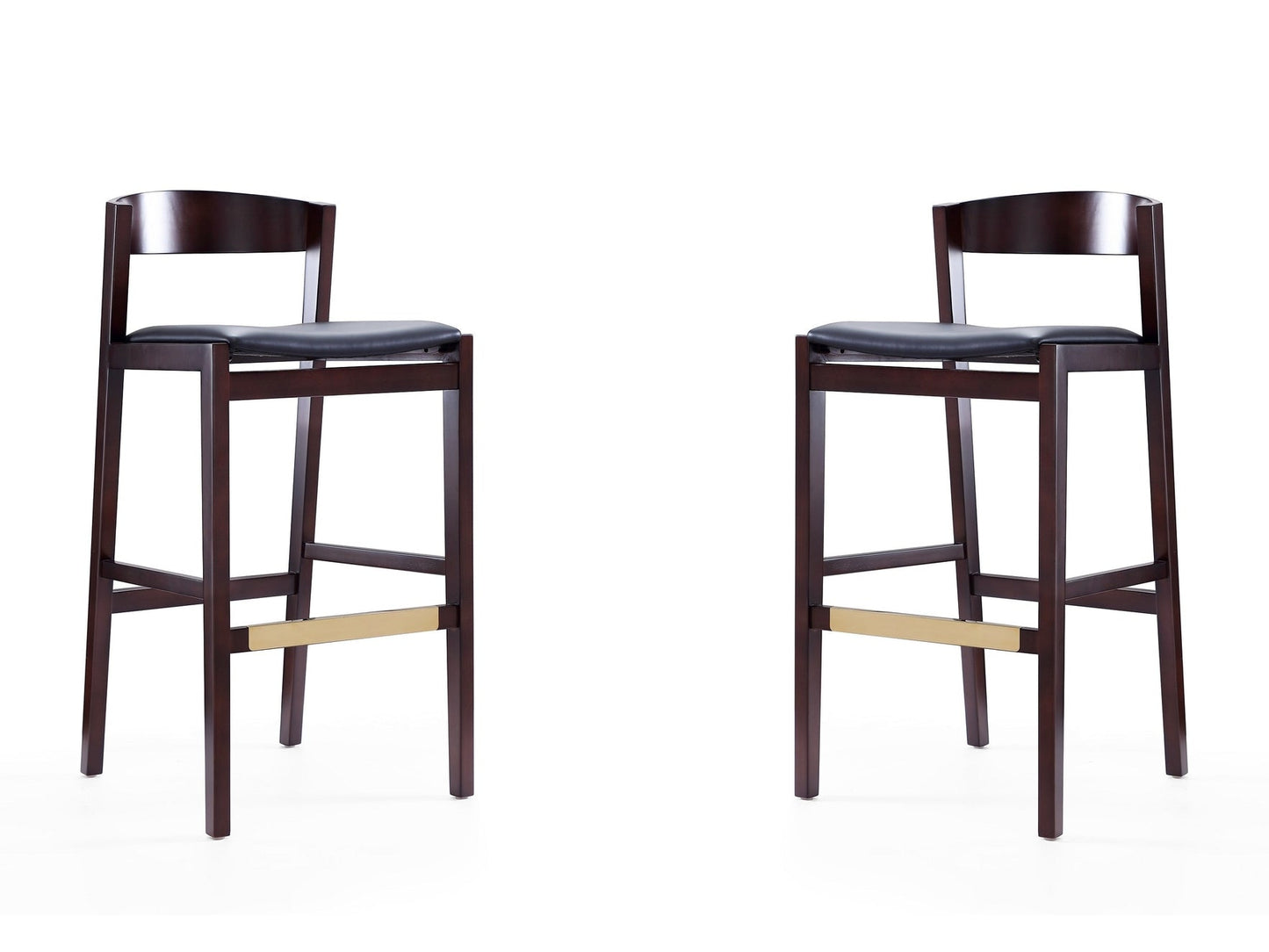 Klismos Barstool in Black and Dark Walnut (set of 2) - Ornate Home