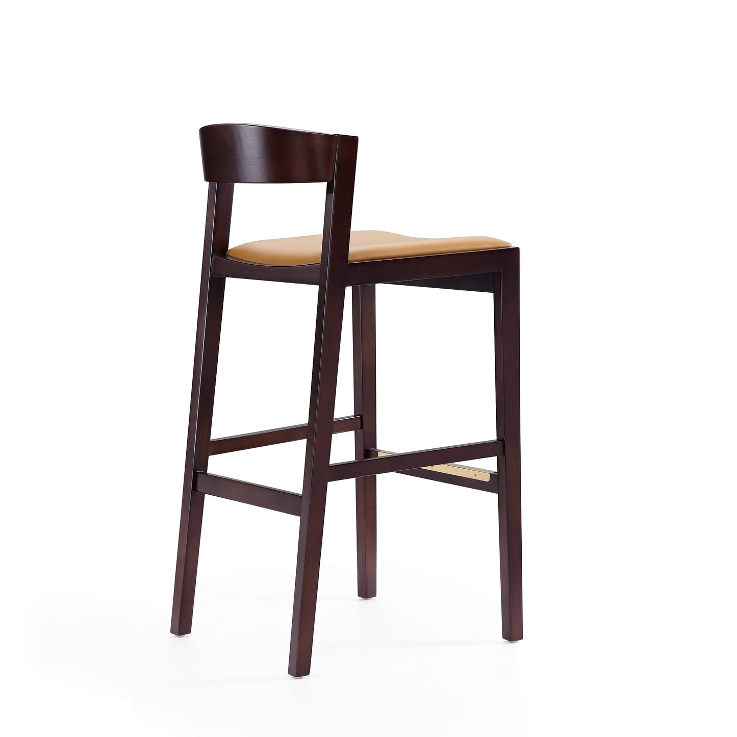 Klismos Barstool in Camel and Dark Walnut - Ornate Home