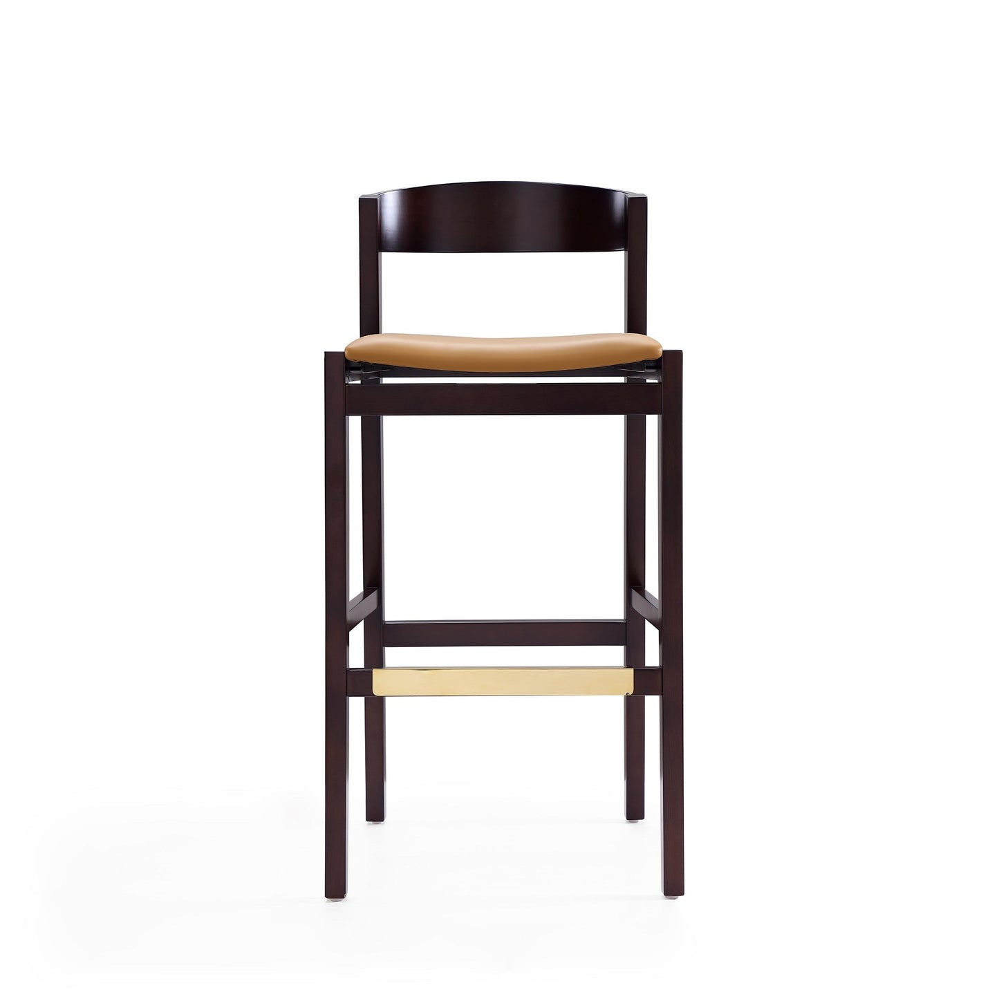 Klismos Barstool in Camel and Dark Walnut (set of 2) - Ornate Home