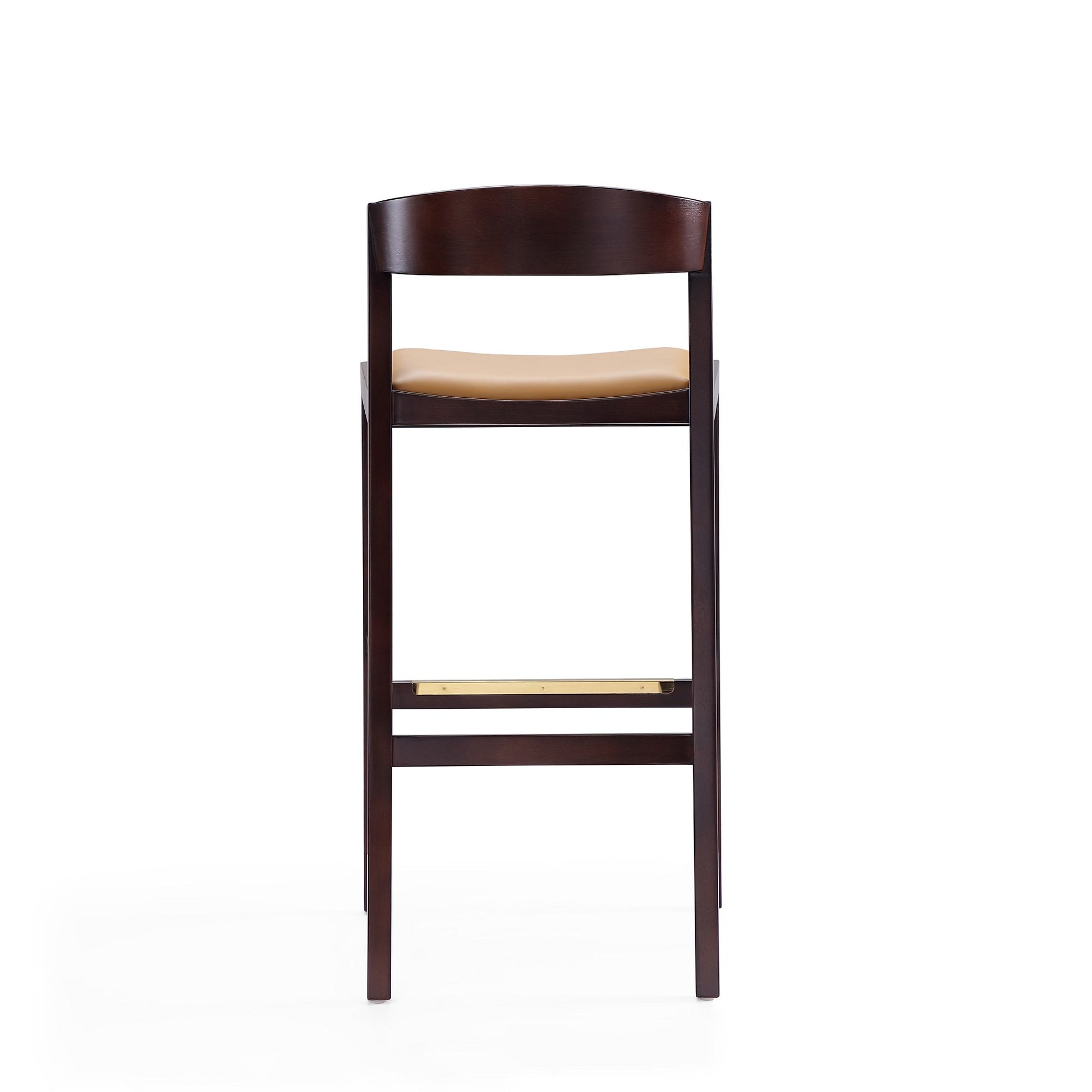 Klismos Barstool in Camel and Dark Walnut (set of 2) - Ornate Home