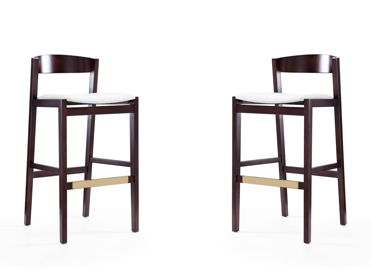 Klismos Barstool in Ivory and Dark Walnut (set of 2) - Ornate Home