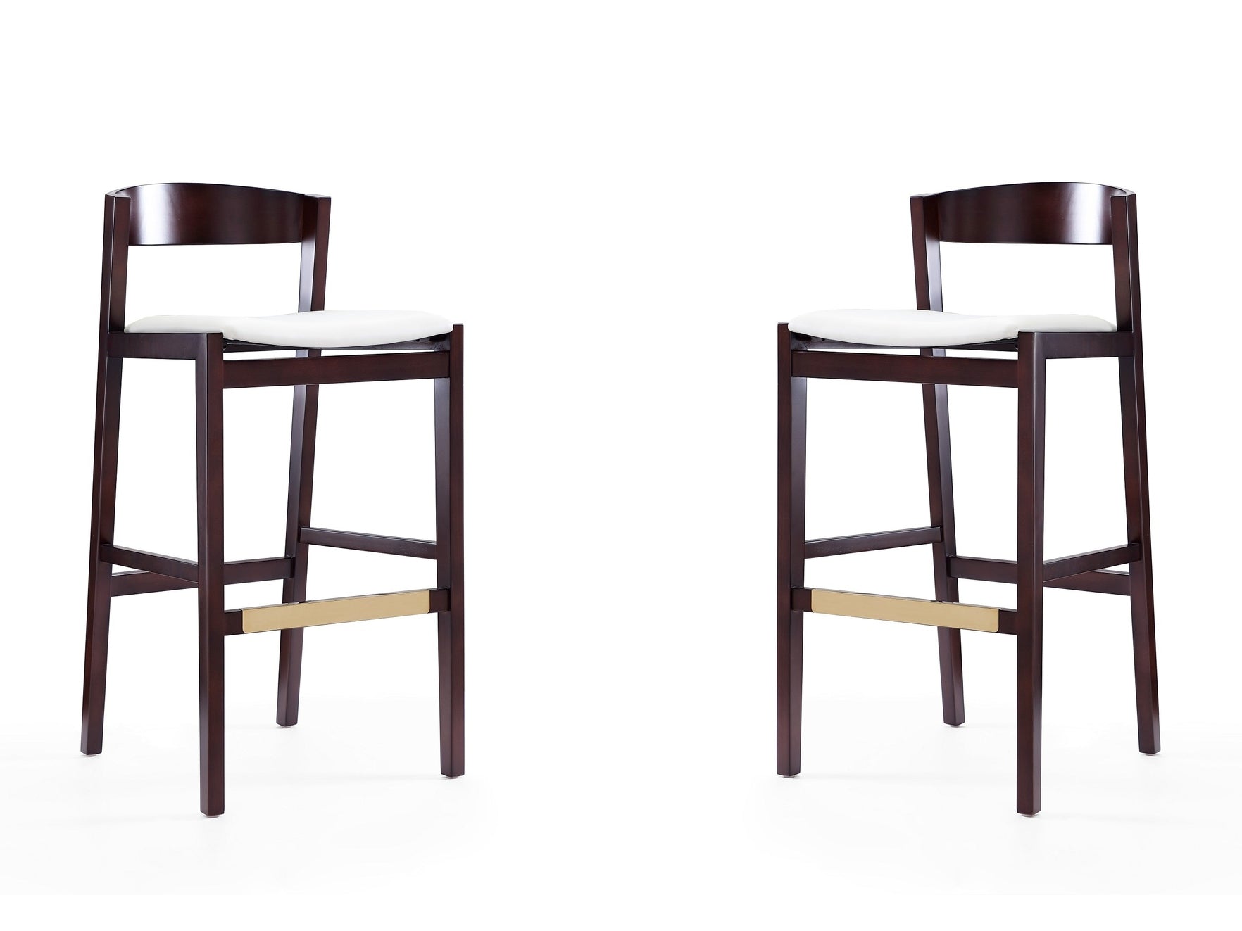 Klismos Barstool in Ivory and Dark Walnut (set of 2) - Ornate Home