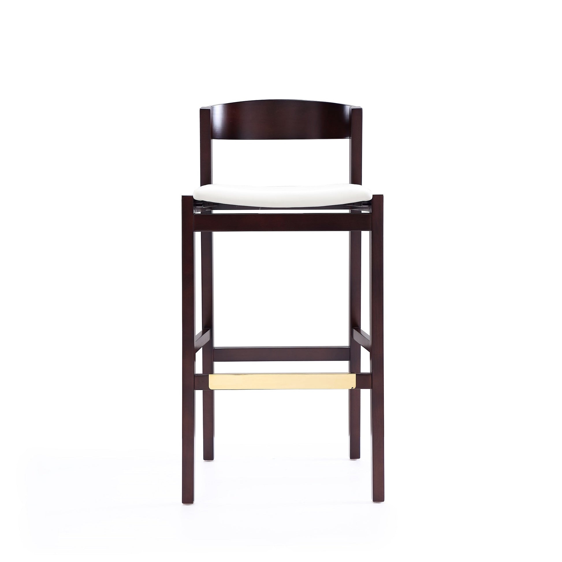 Klismos Barstool in Ivory and Dark Walnut (set of 3) - Ornate Home