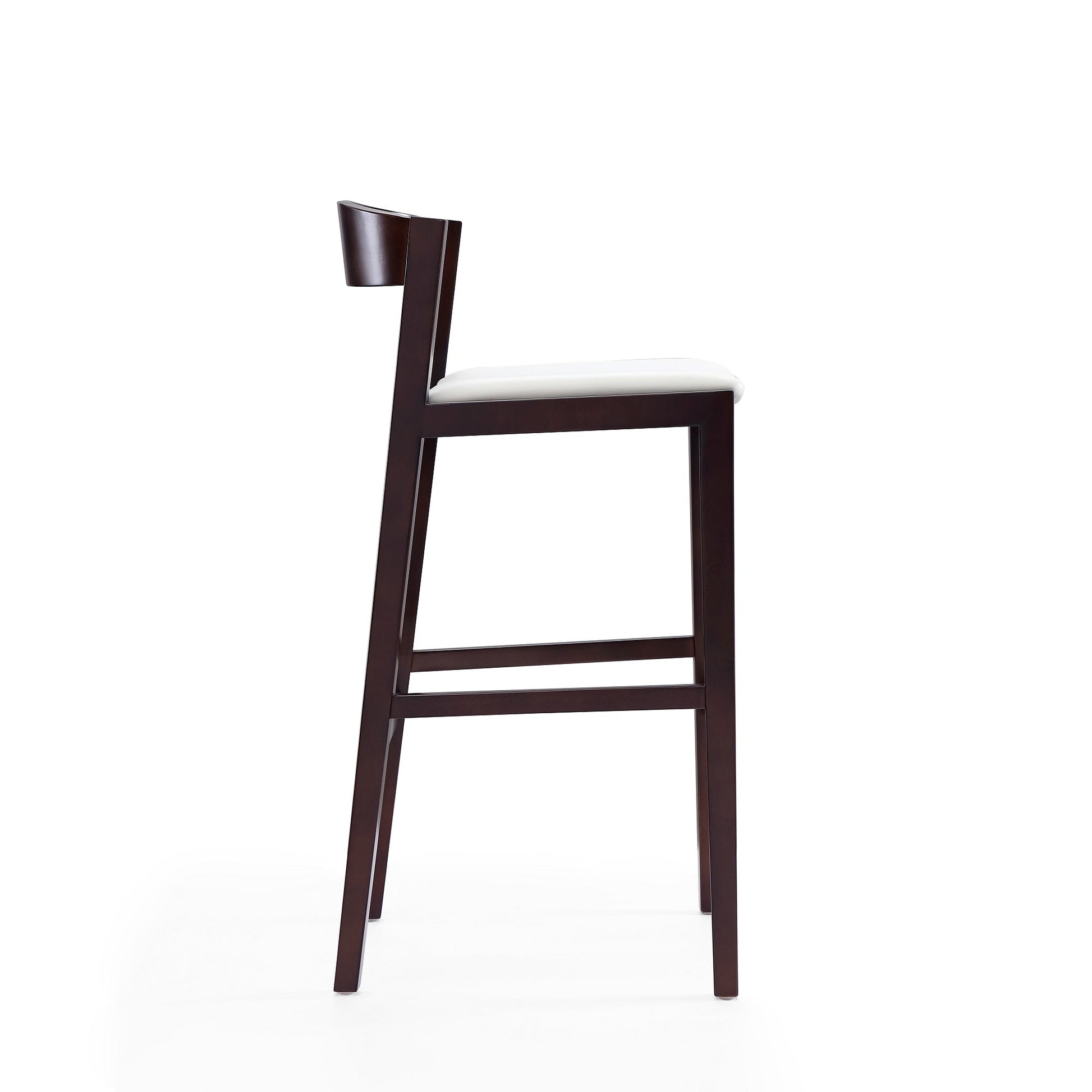 Klismos Barstool in Ivory and Dark Walnut (set of 3) - Ornate Home