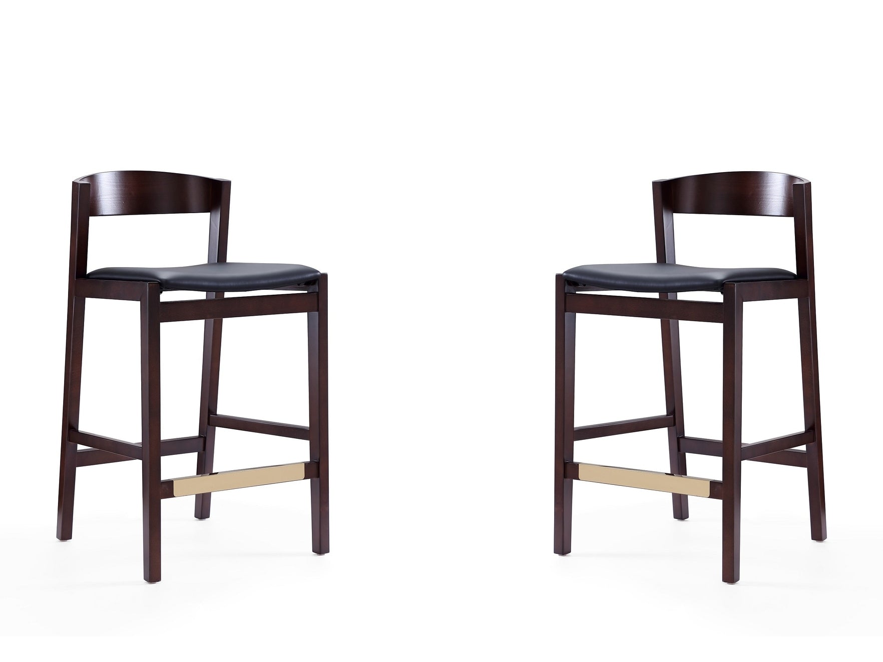 Klismos Counter Stool in Black and Dark Walnut (set of 2) - Ornate Home