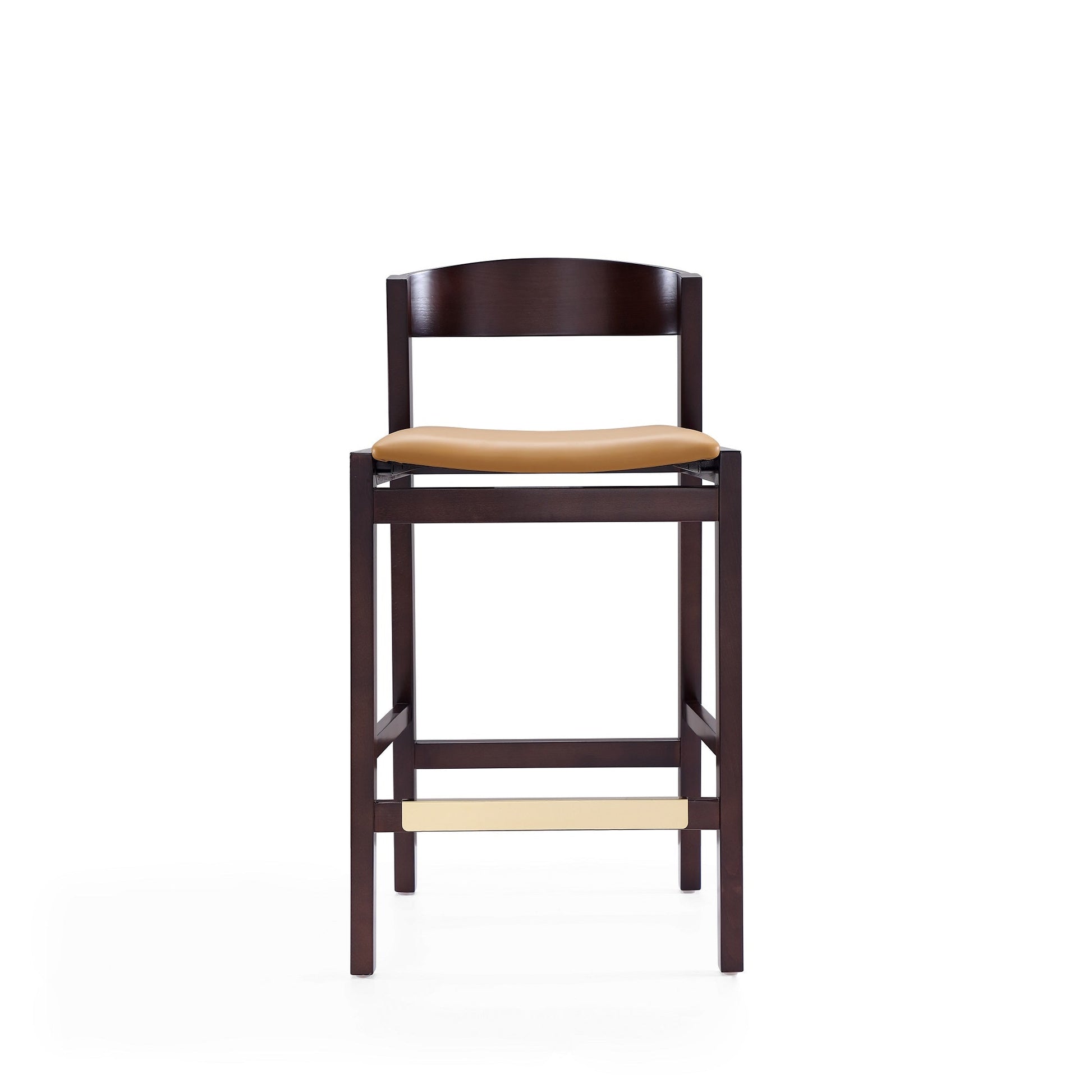 Klismos Counter Stool in Camel and Dark Walnut - Ornate Home