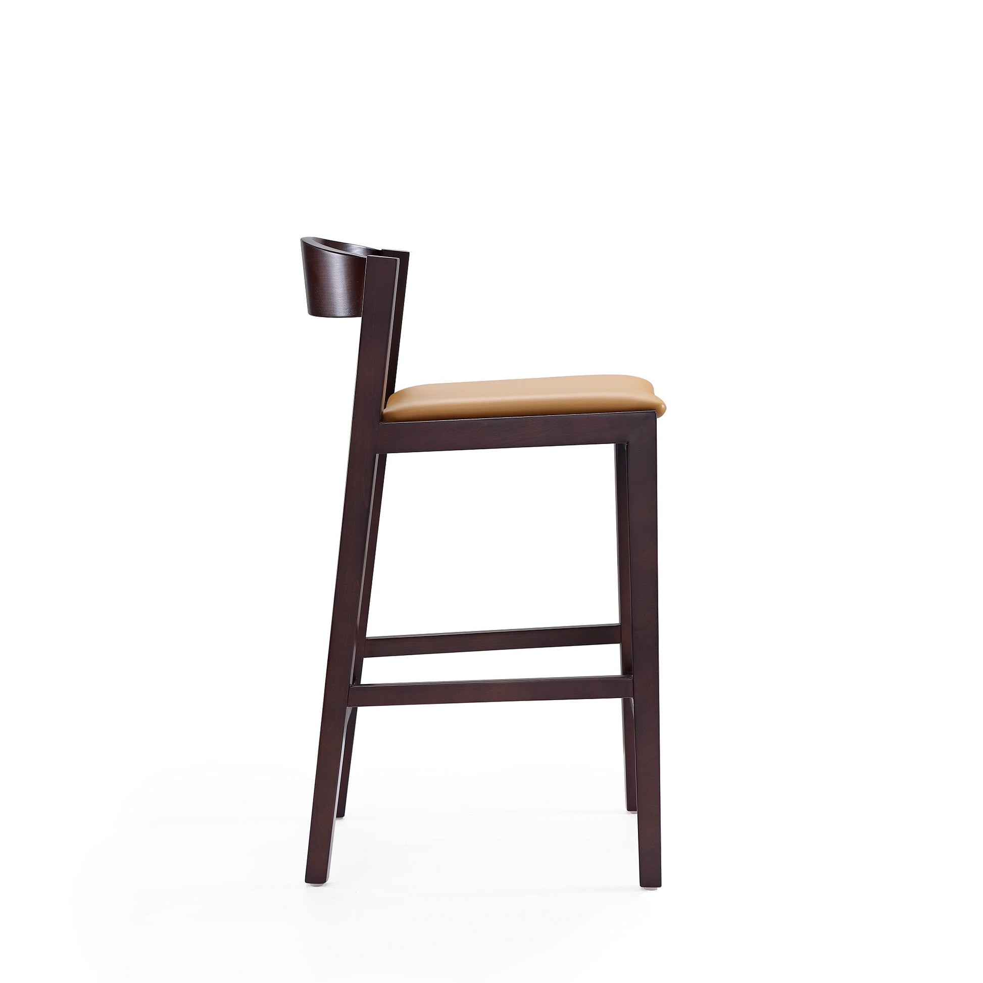 Klismos Counter Stool in Camel and Dark Walnut - Ornate Home