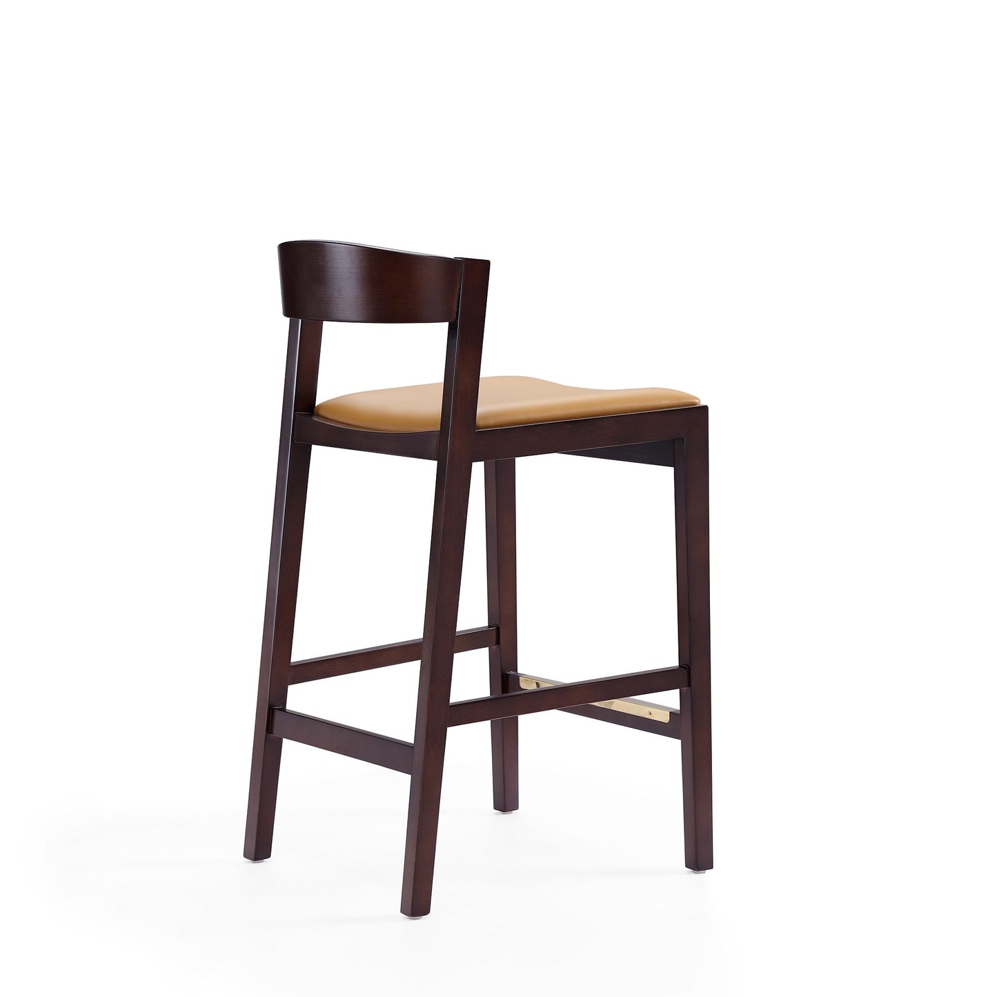 Klismos Counter Stool in Camel and Dark Walnut (set of 2) - Ornate Home