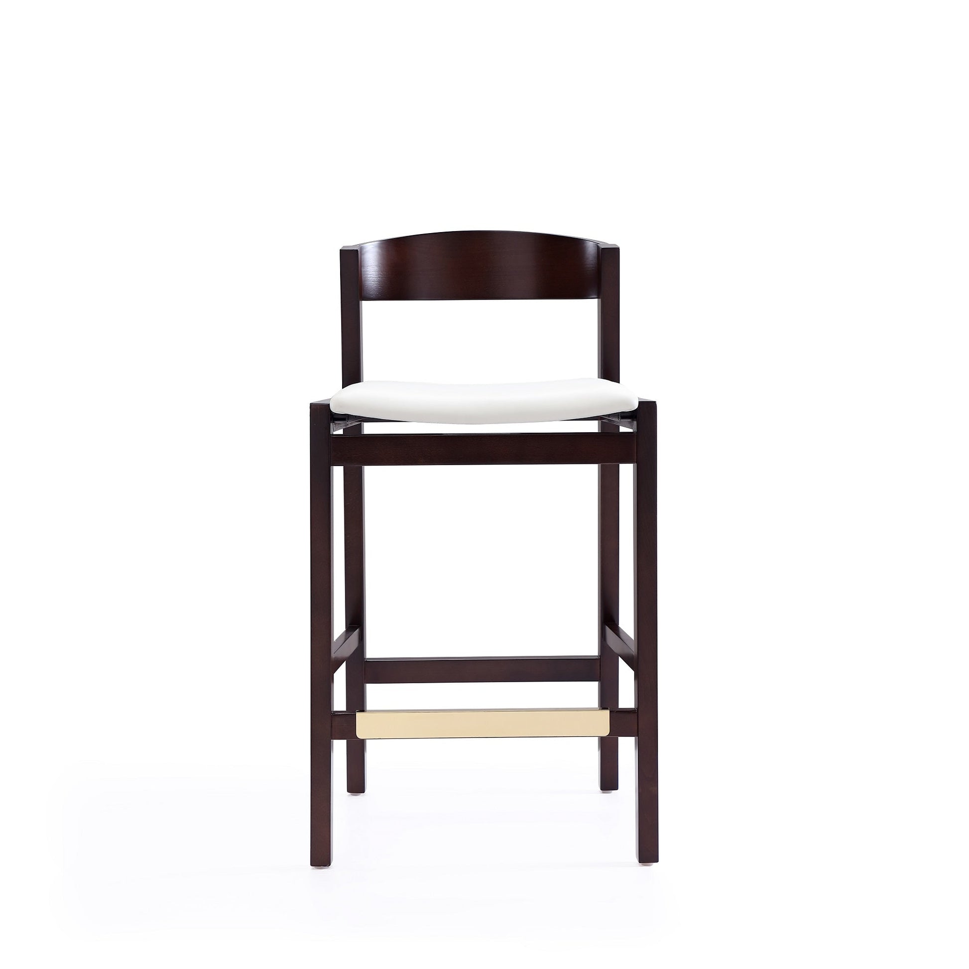 Klismos Counter Stool in Ivory and Dark Walnut (set of 3) - Ornate Home