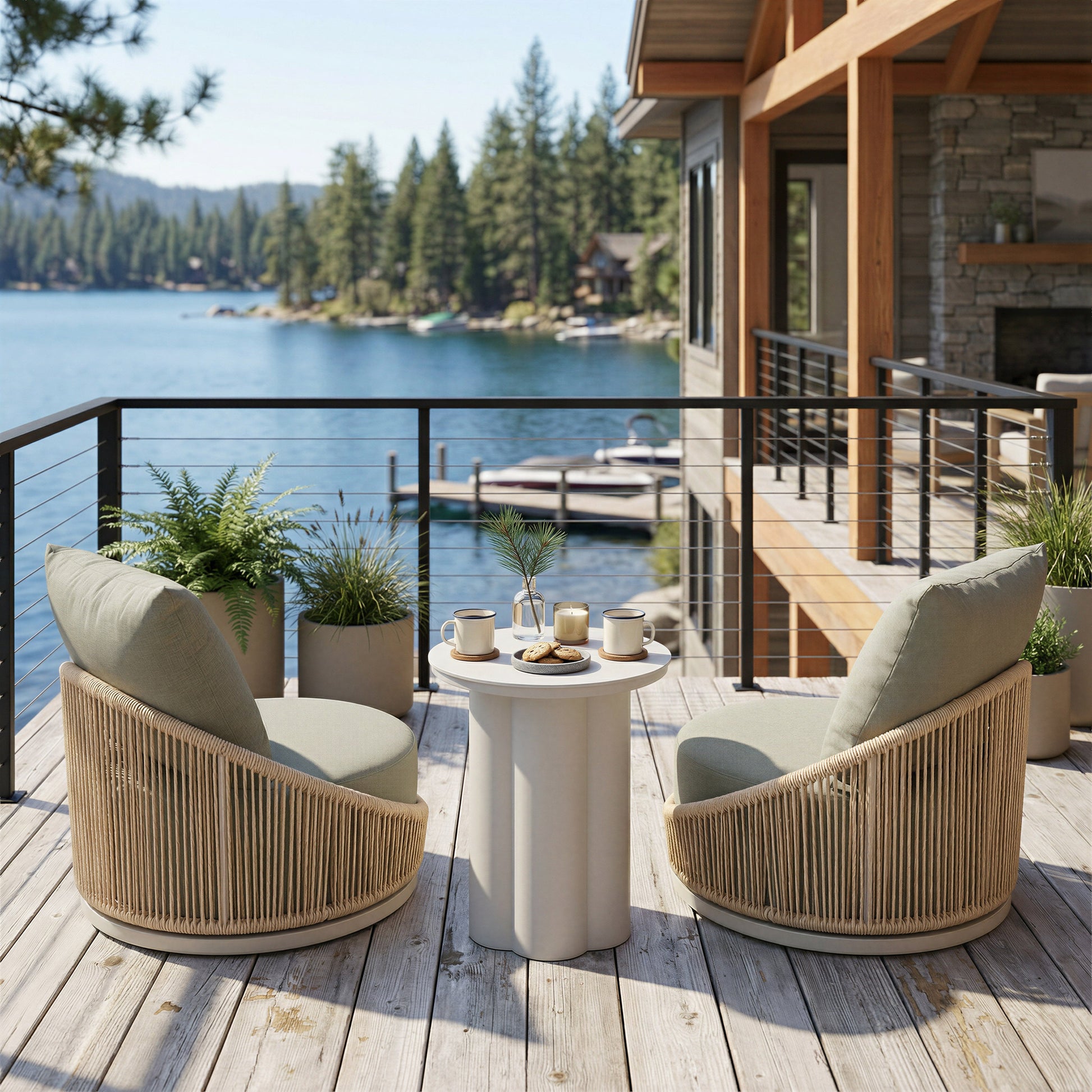 Kogur White Outdoor Side Table - Ornate Home