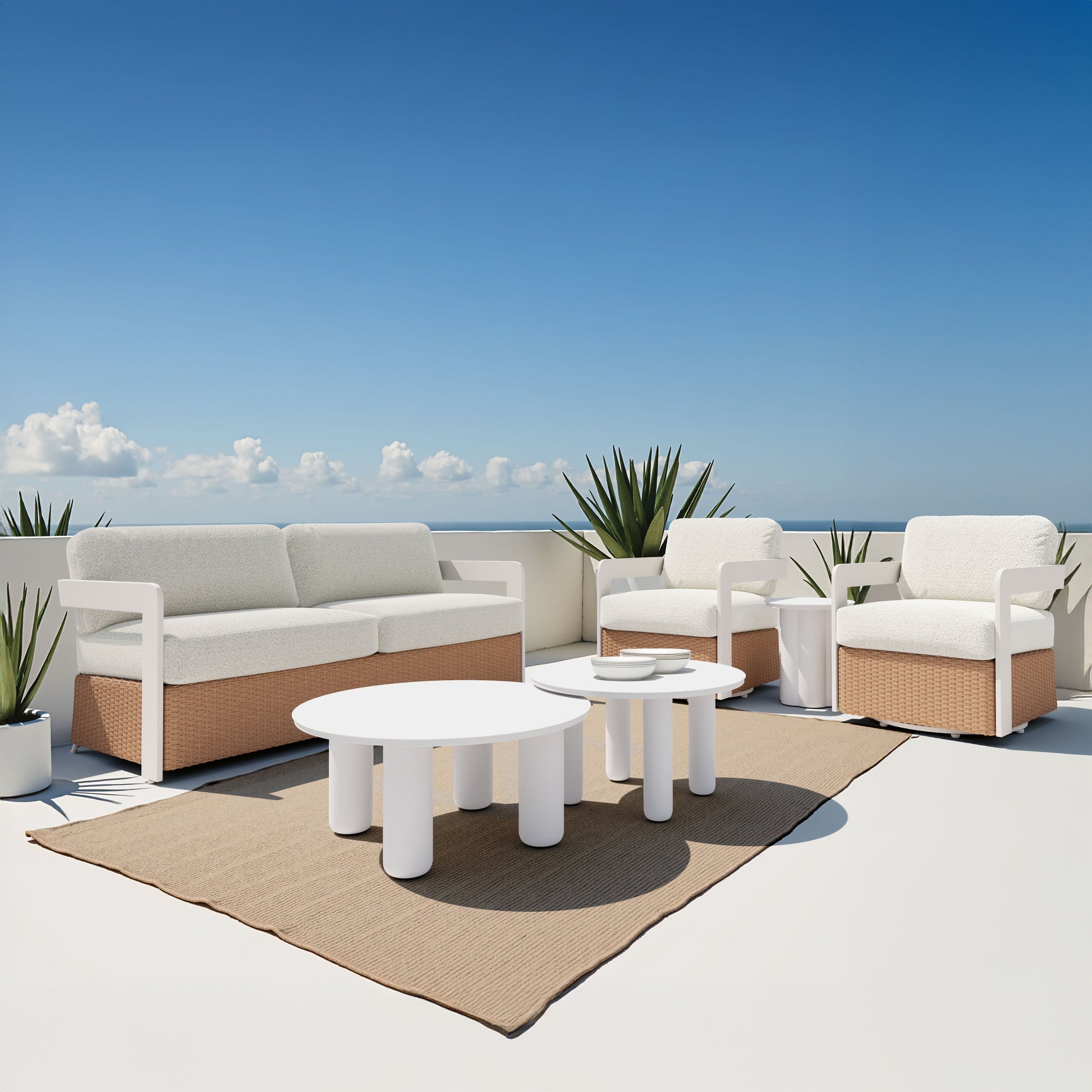 Kogur White Outdoor Side Table - Ornate Home