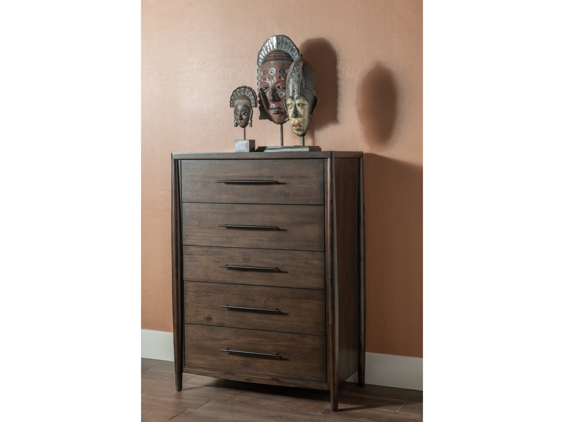 Koko Minx Five Drawer Acacia Wood Chest - Ornate Home