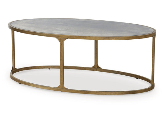 Korajane Antique Gold Oval Cocktail Table- Viva Furn