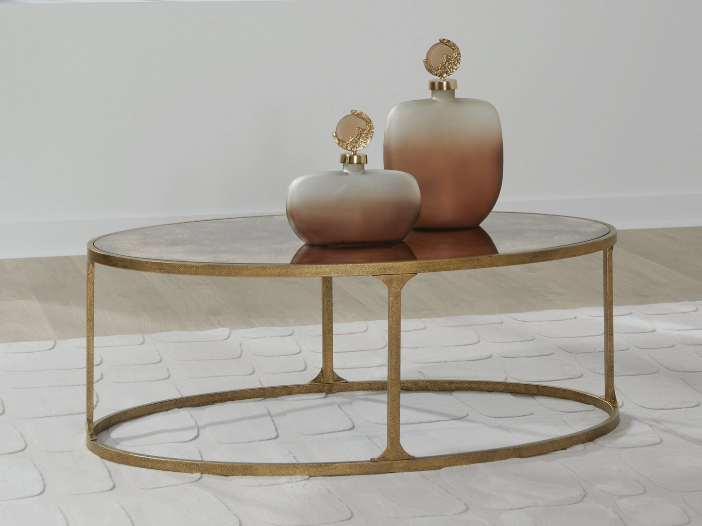 Korajane Antique Gold Oval Cocktail Table- Viva Furn
