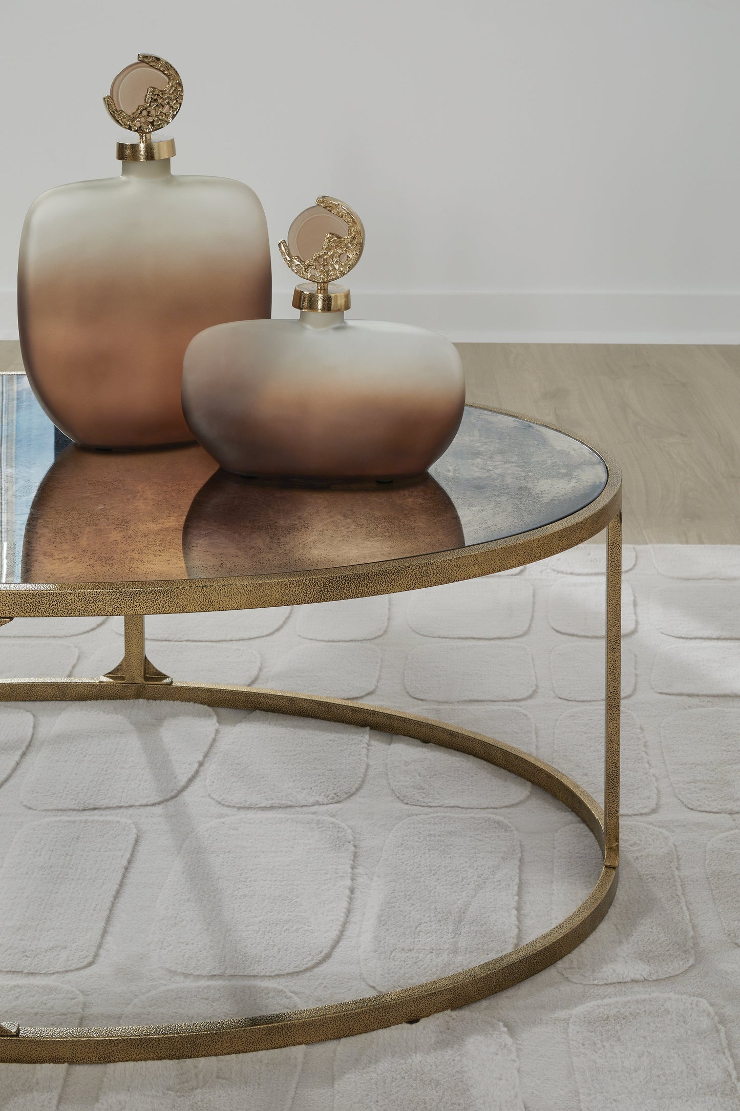 Korajane Antique Gold Oval Cocktail Table- Viva Furn