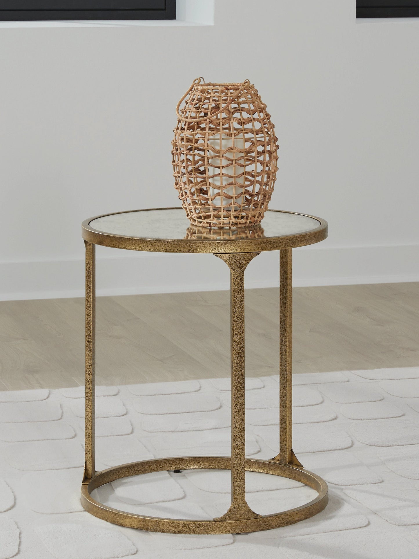 Korajane Antique Gold Round End Table- Viva Furn