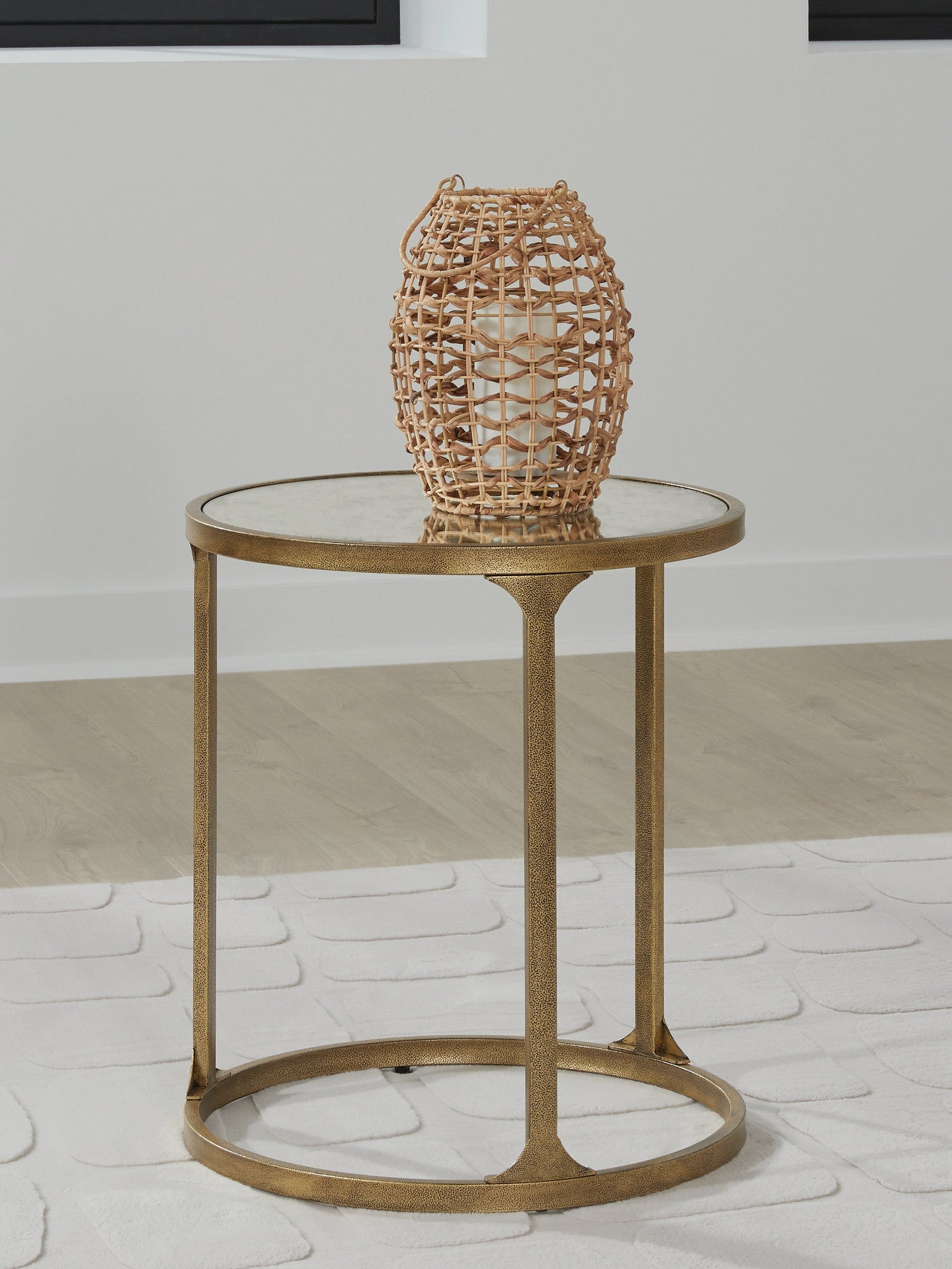 Korajane Antique Gold Round End Table- Viva Furn