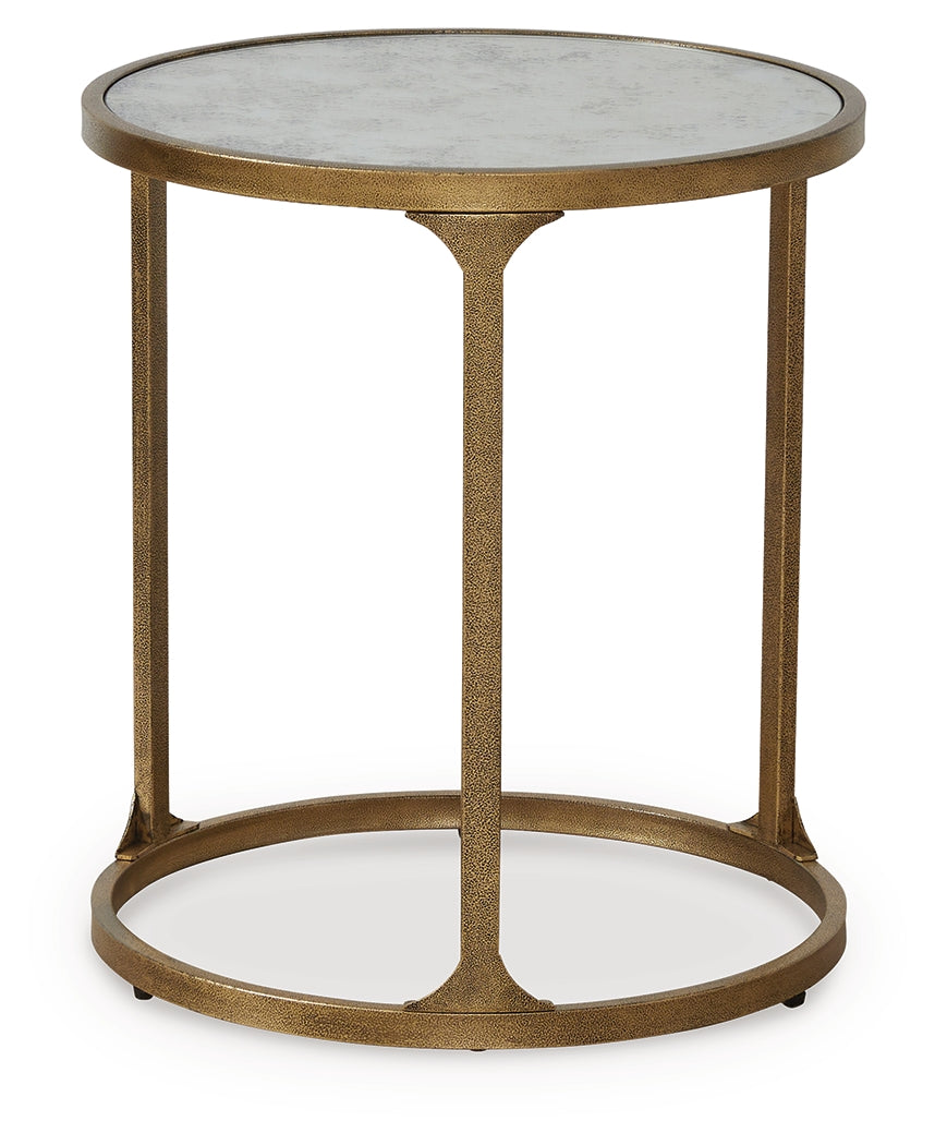 Korajane Antique Gold Round End Table- Viva Furn