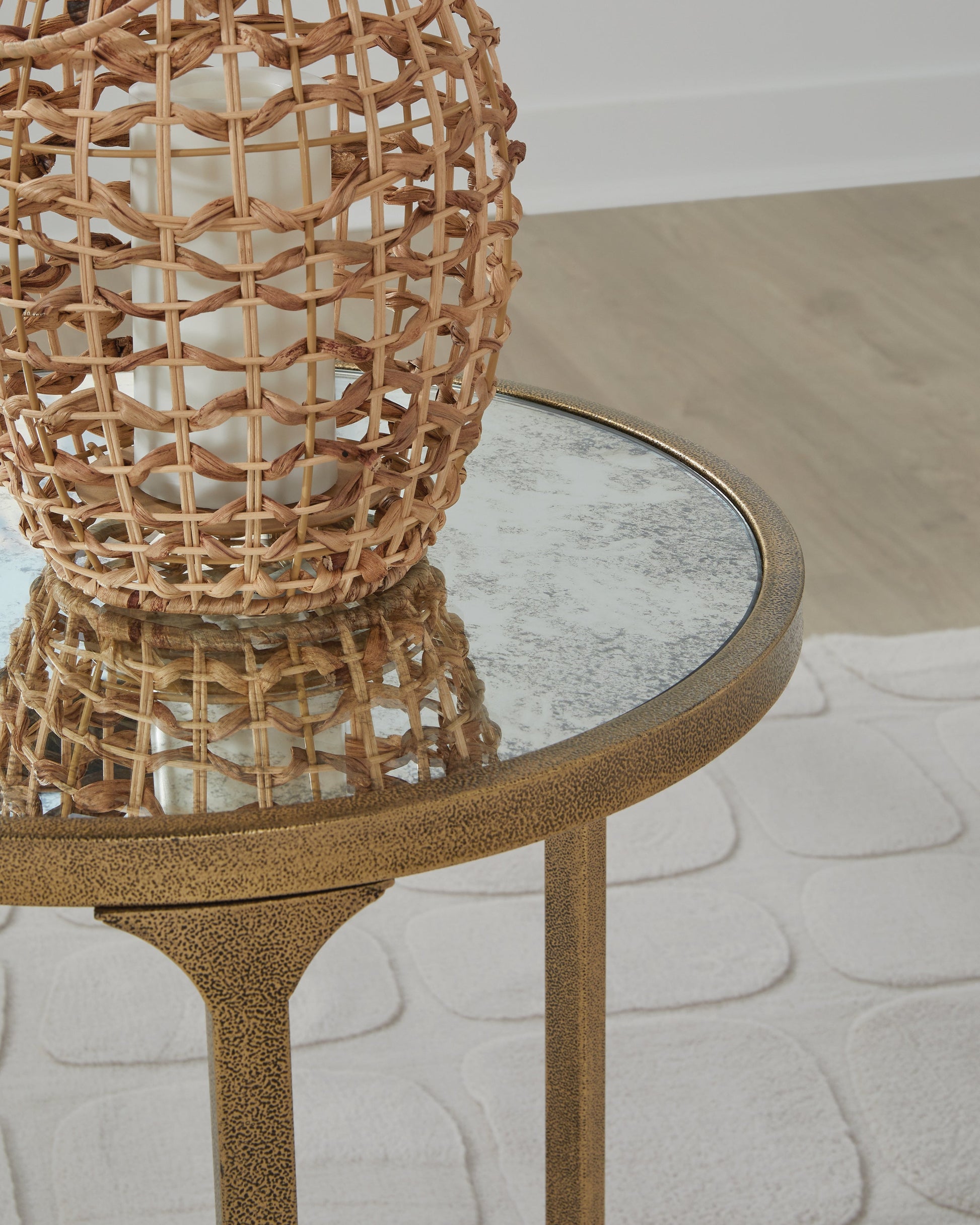 Korajane Antique Gold Round End Table- Viva Furn